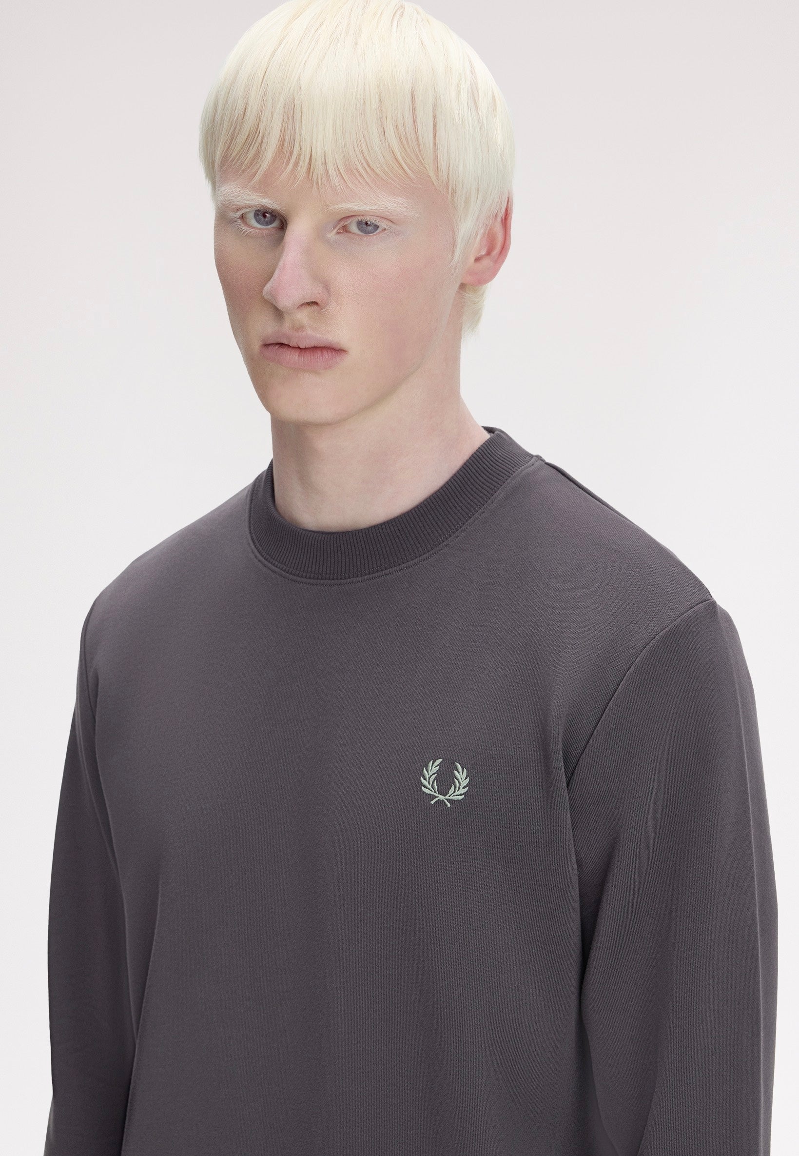 Fred Perry - Crew Neck Anchor Grey/Ecru/Seagrass - Sweater | Men-Image