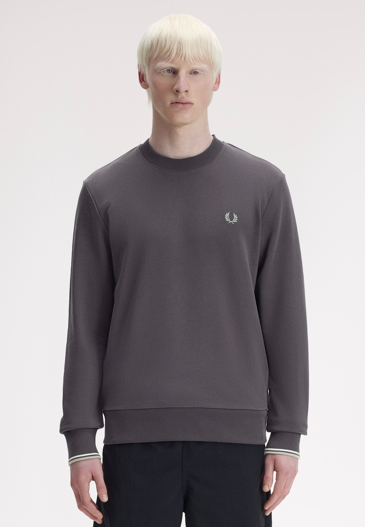 Fred Perry - Crew Neck Anchor Grey/Ecru/Seagrass - Sweater | Men-Image