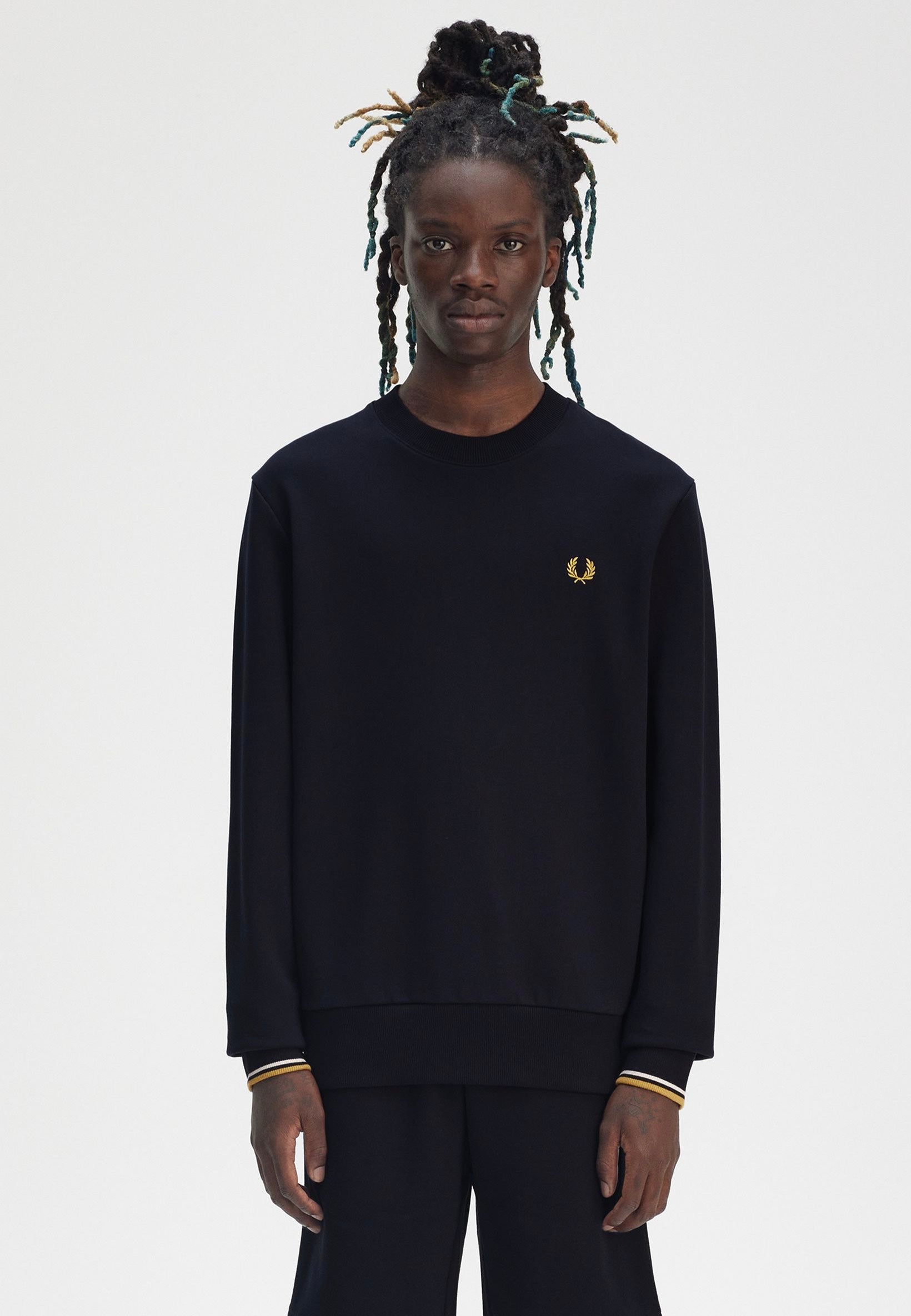 Fred Perry - Crew Neck Navy/Ecru/Honeycomb - Sweater | Men-Image