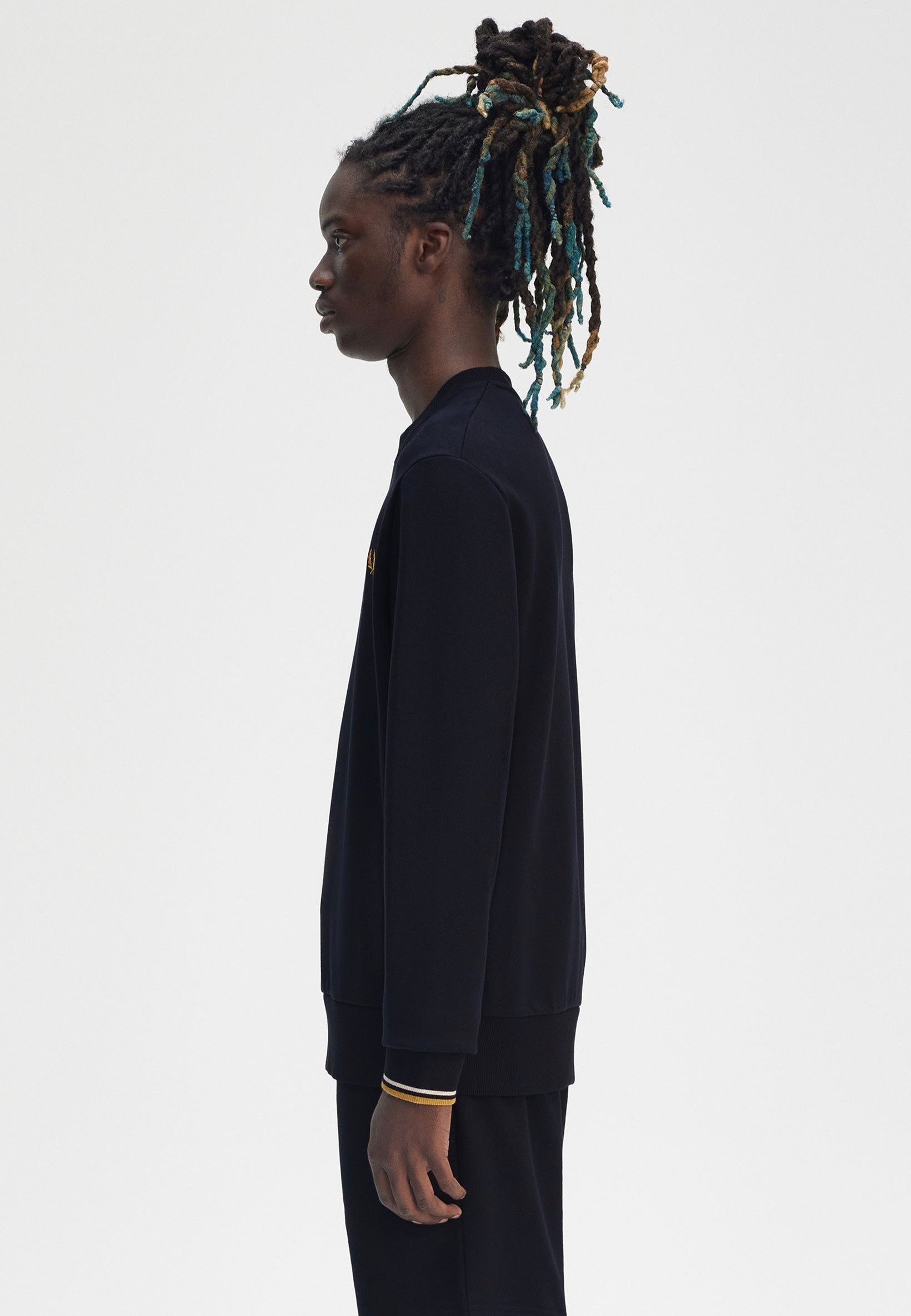 Fred Perry - Crew Neck Navy/Ecru/Honeycomb - Sweater | Men-Image