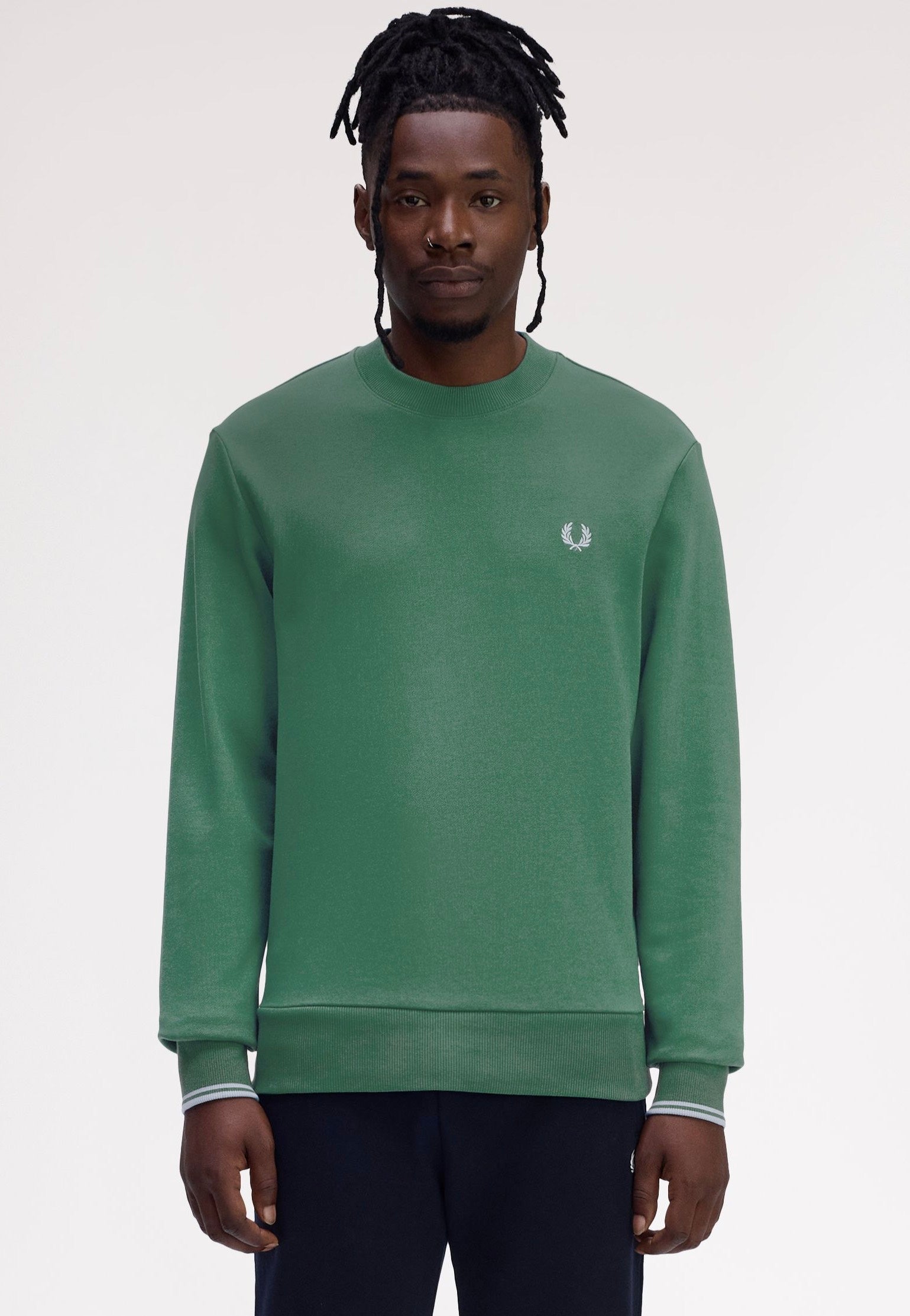 Fred Perry - Crew Neck Sport Green/Trackblue - Sweater | Men-Image
