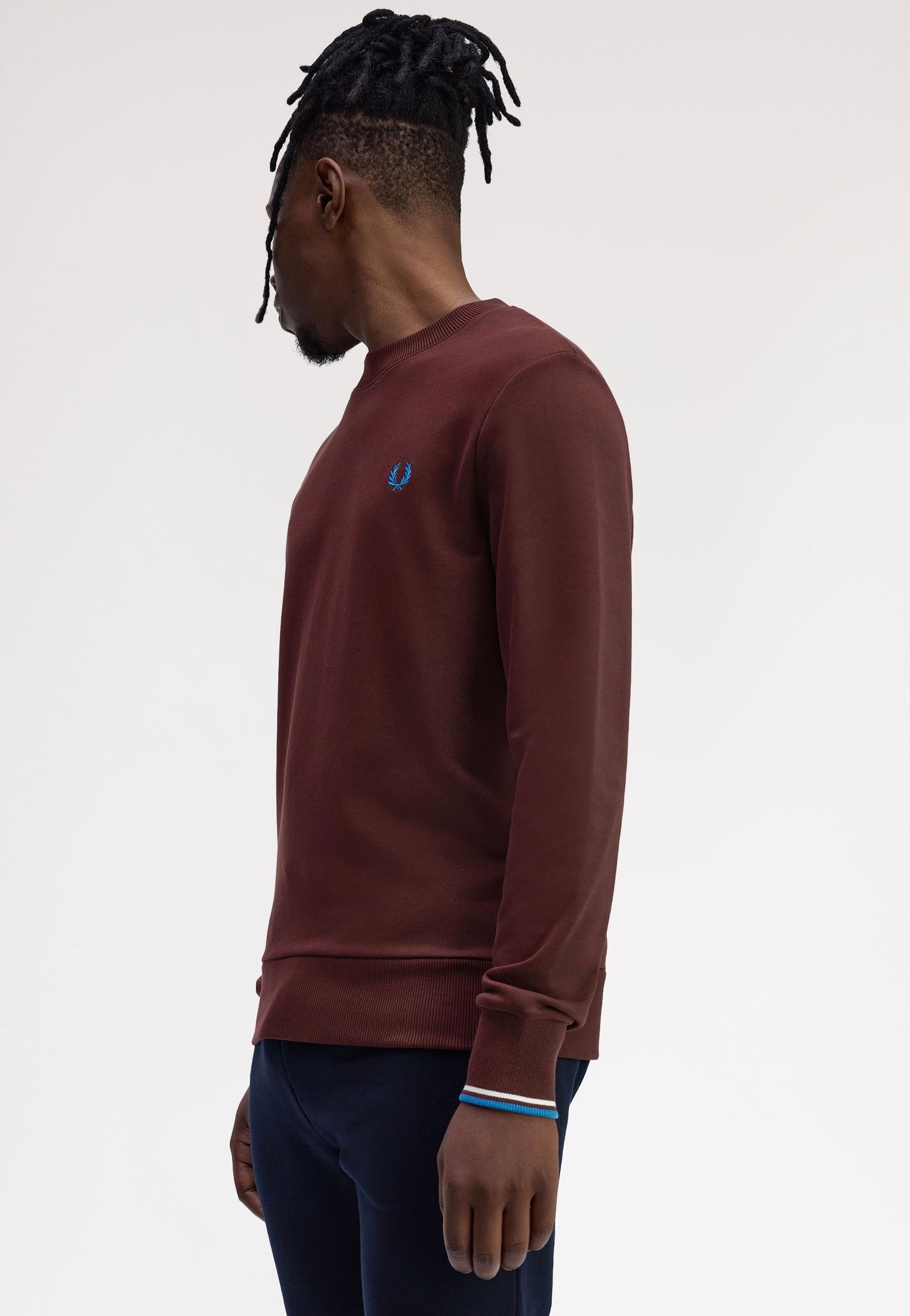 Fred Perry - Crew Neck Oxblood/Ecru/Court Blue - Sweater | Men-Image