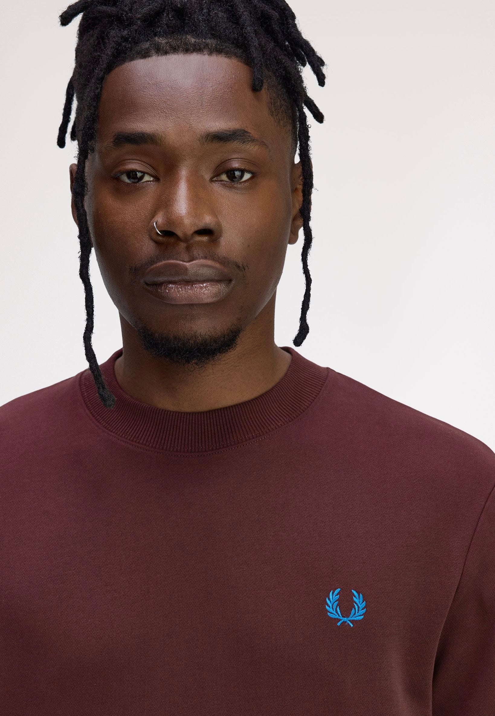 Fred Perry - Crew Neck Oxblood/Ecru/Court Blue - Sweater | Men-Image