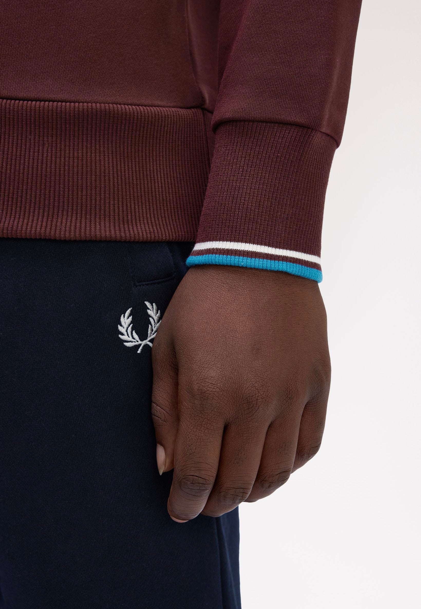 Fred Perry - Crew Neck Oxblood/Ecru/Court Blue - Sweater | Men-Image
