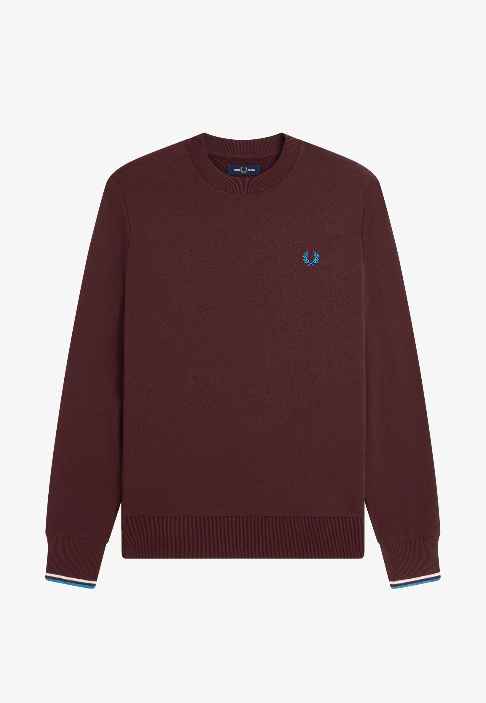 Fred Perry - Crew Neck Oxblood/Ecru/Court Blue - Sweater | Men-Image