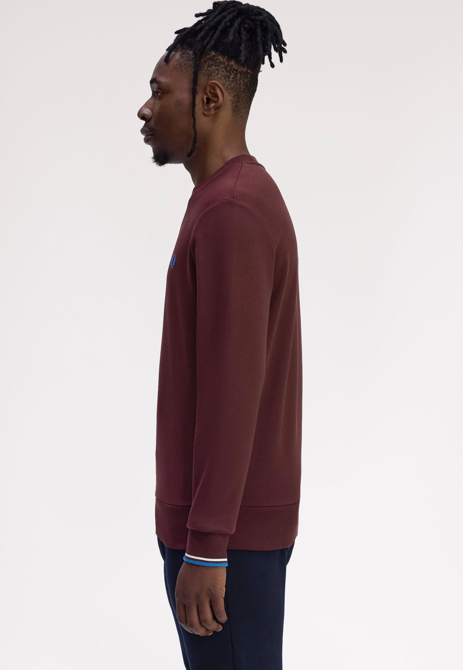 Fred Perry - Crew Neck Oxblood/Ecru/Court Blue - Sweater | Men-Image