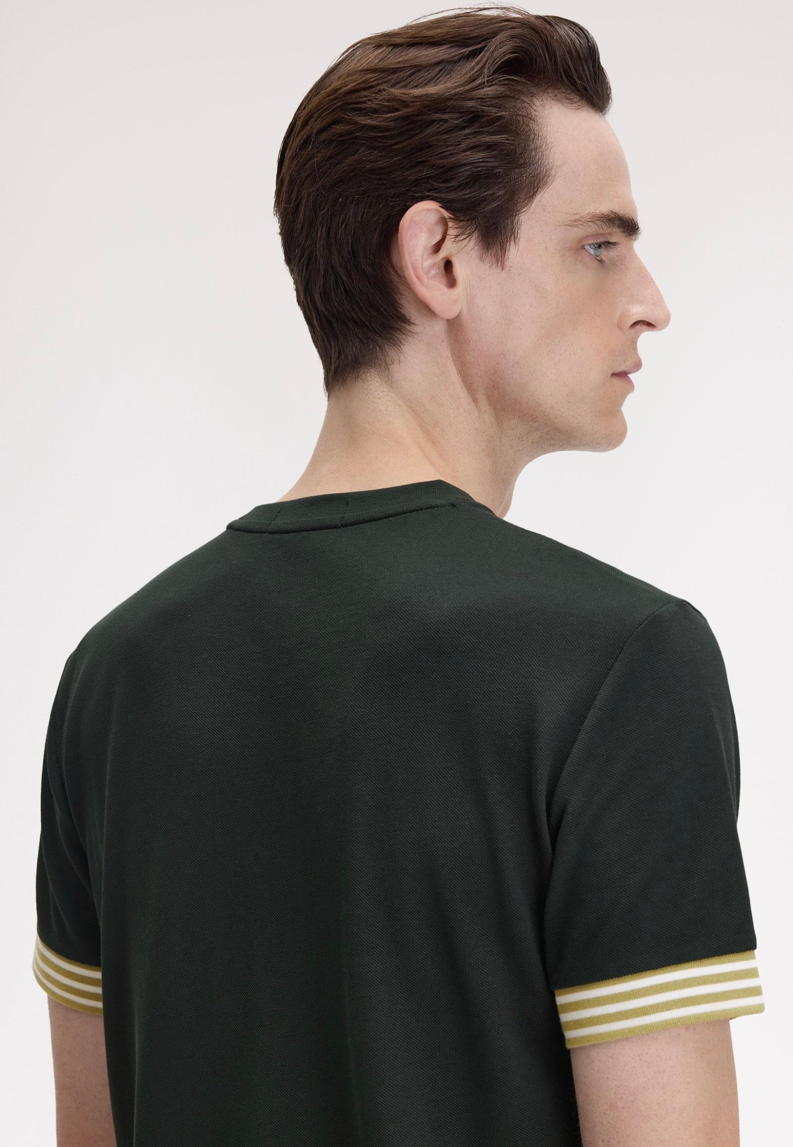 Fred Perry - Striped Cuff Night Green - T-Shirt | Men-Image