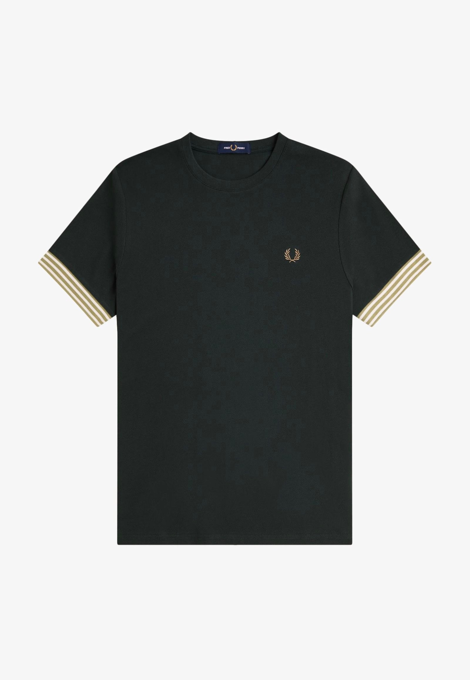 Fred Perry - Striped Cuff Night Green - T-Shirt | Men-Image
