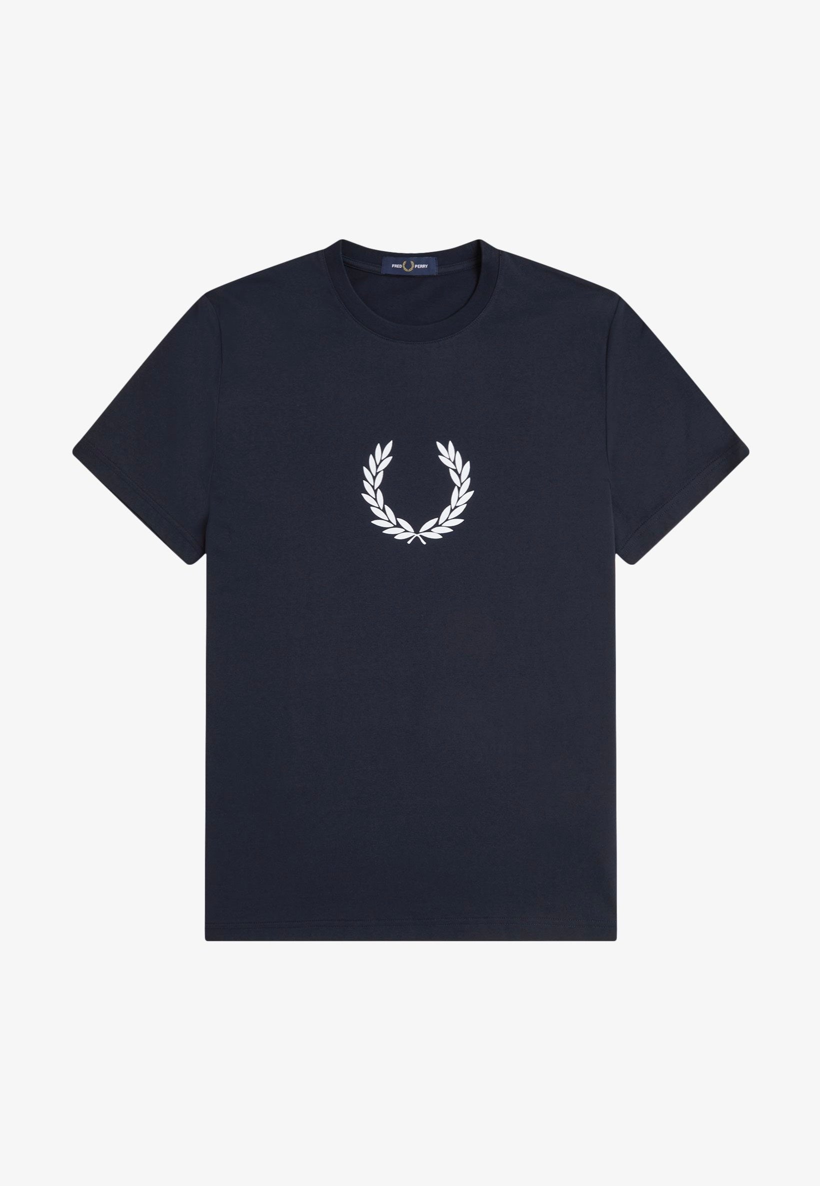 Fred Perry - Flocked Laurel Wreath Graphic Navy - T-Shirt | Men-Image