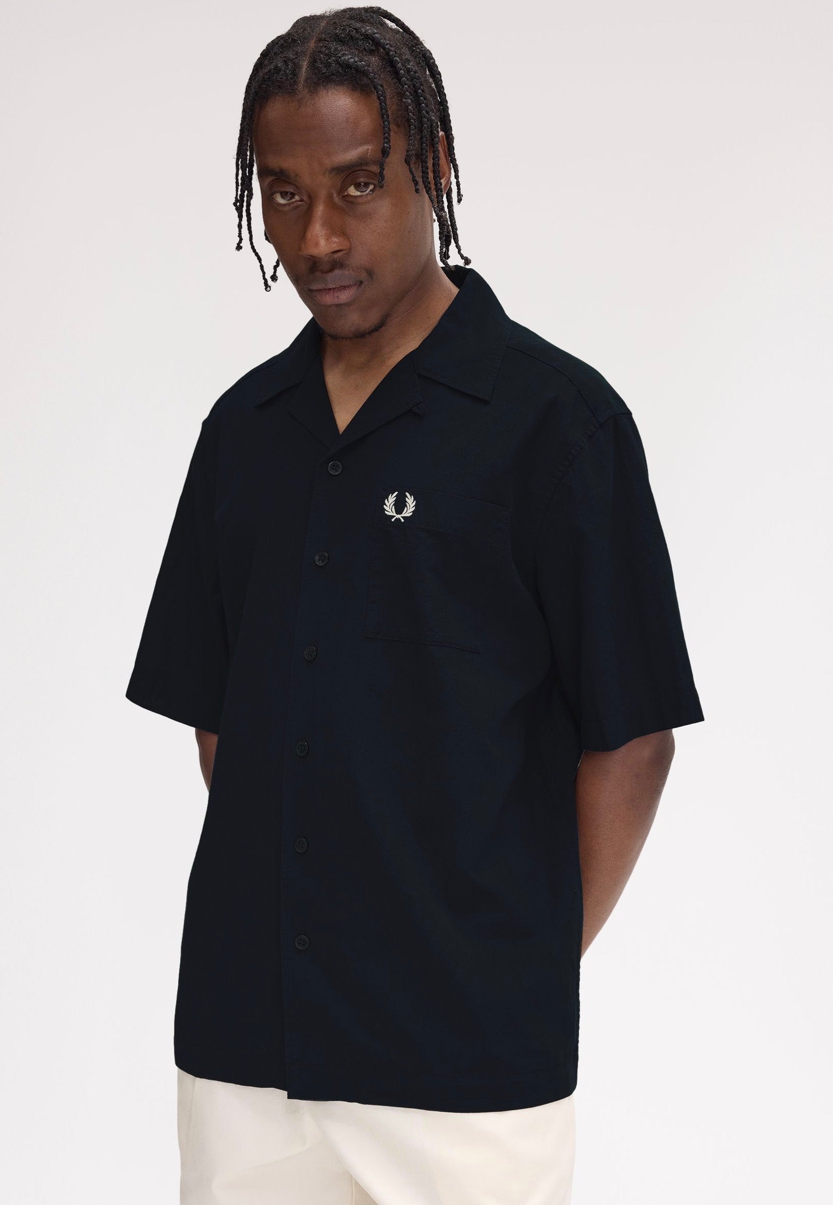 Fred Perry - Lightweight Texture Revere Collar Navy - Shirt | Men-Image