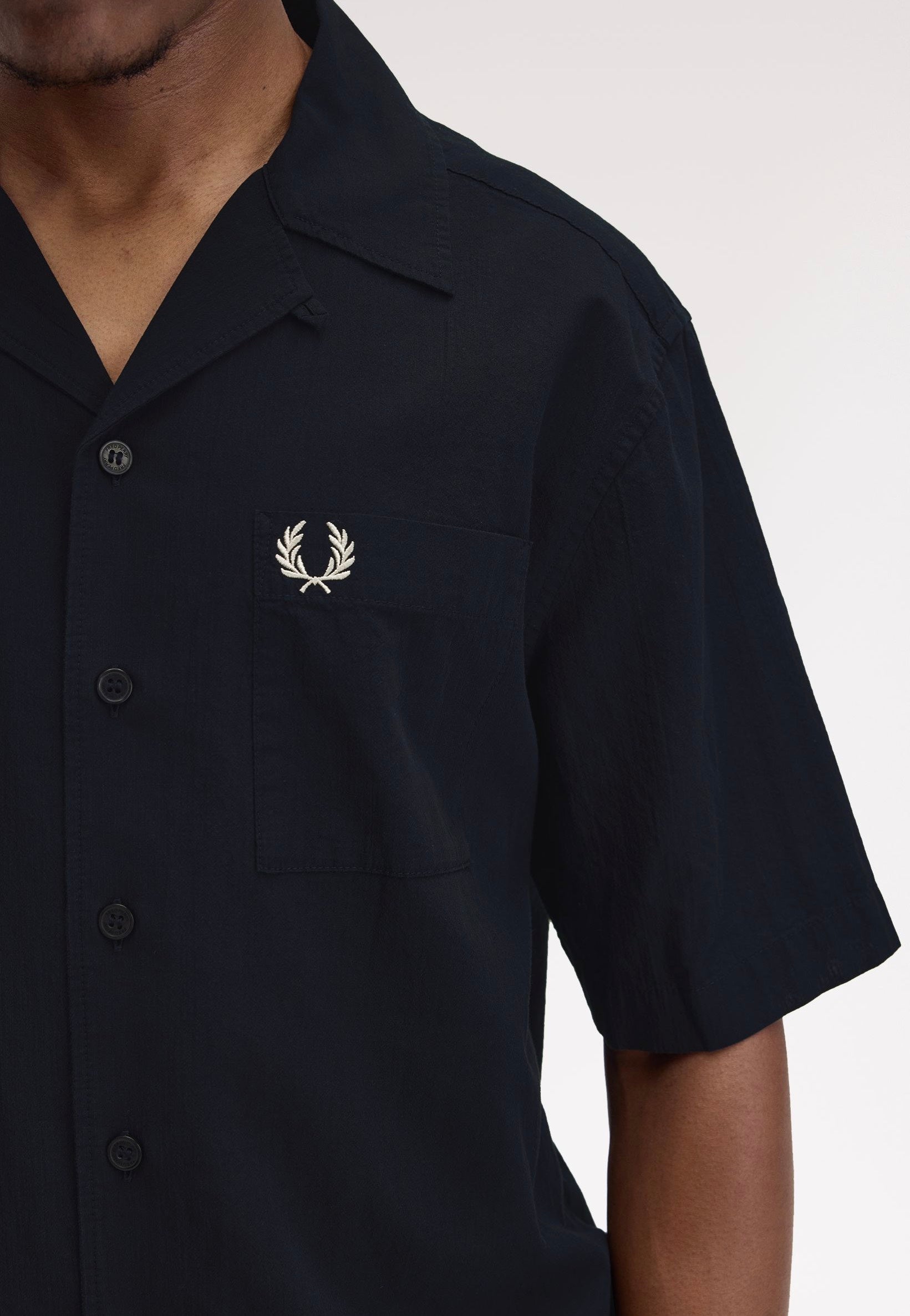 Fred Perry - Lightweight Texture Revere Collar Navy - Shirt | Men-Image