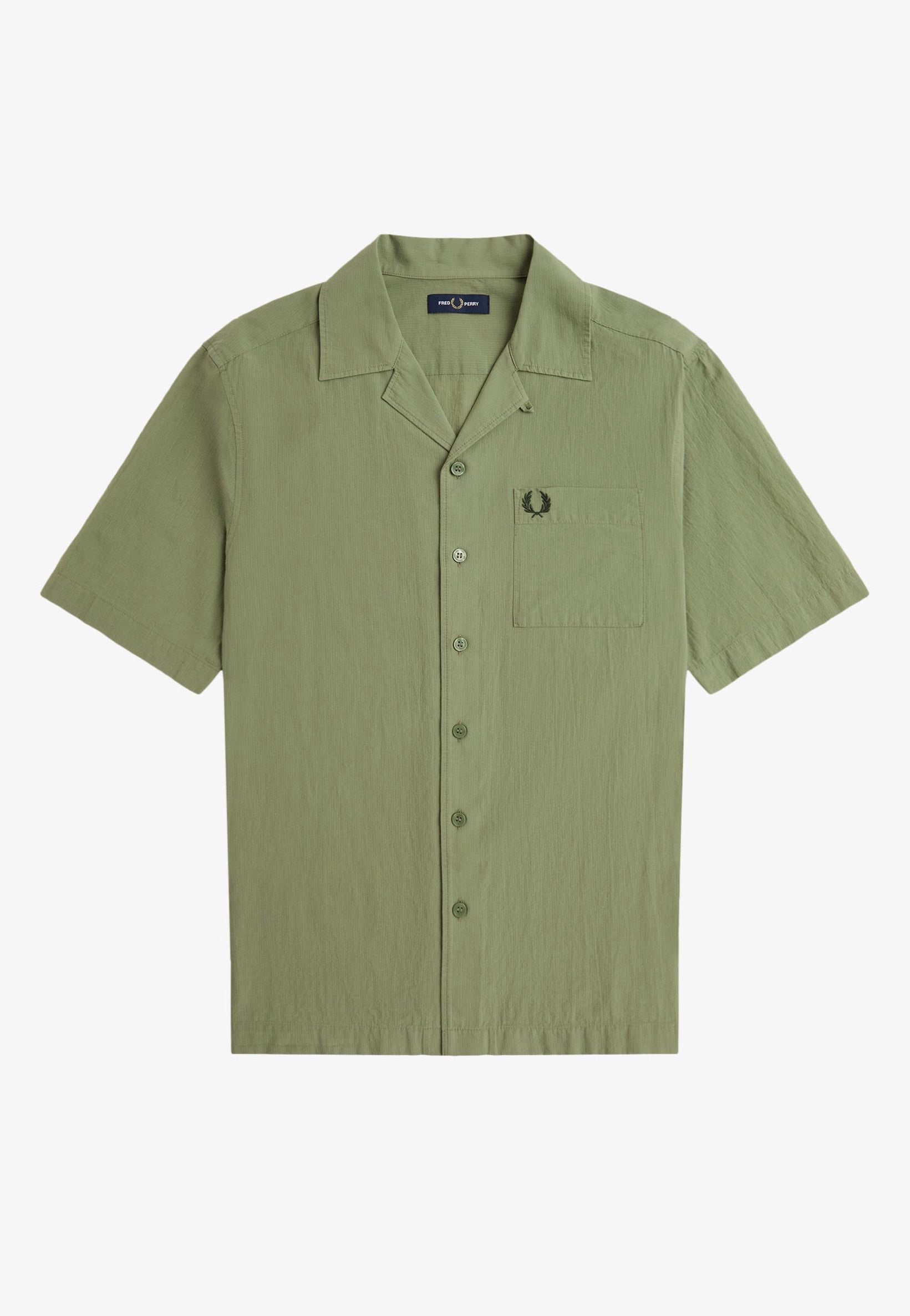 Fred Perry - Lightweight Texture Revere Collar Olive Mint - Shirt | Men-Image