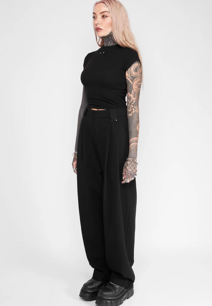 Mary Wyatt Riley Relaxed Pleated Black - Pants | Impericon