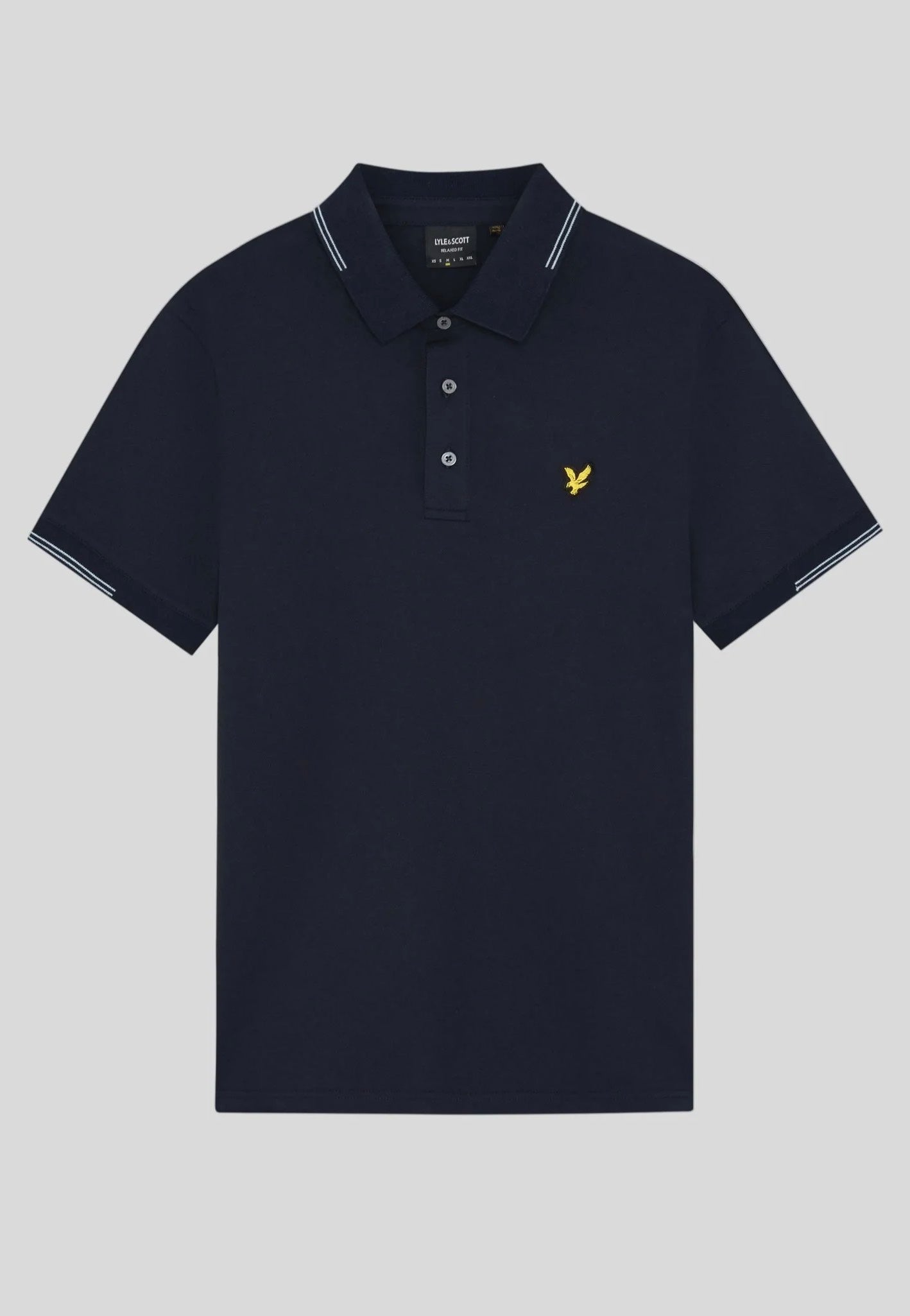 Lyle & Scott - Fine Tipped Dark Navy/Chalk Blue - Polo | Men-Image
