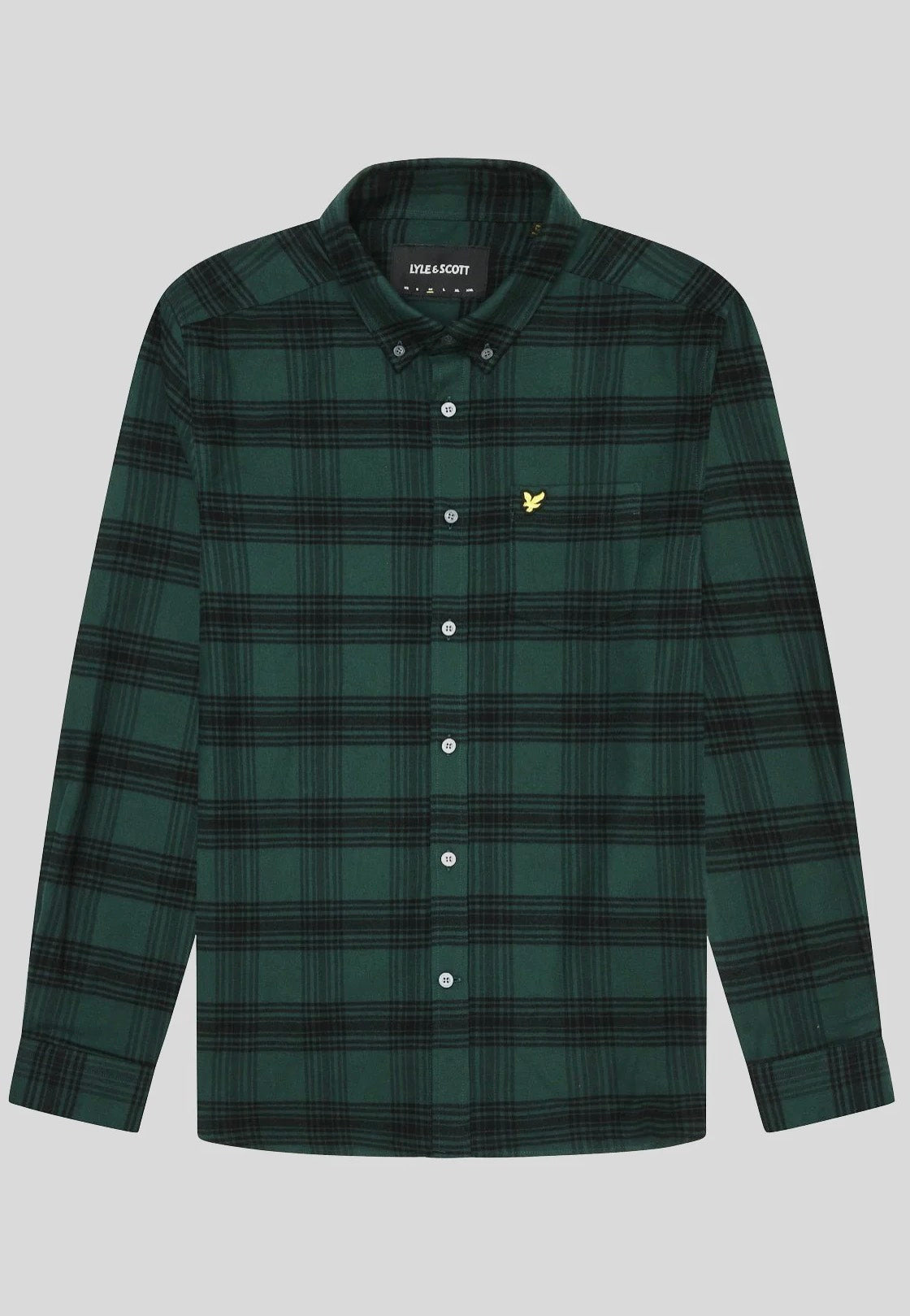 Lyle & Scott - Tonal Check Flannel Argyle Teal/Jet Black - Shirt | Men-Image