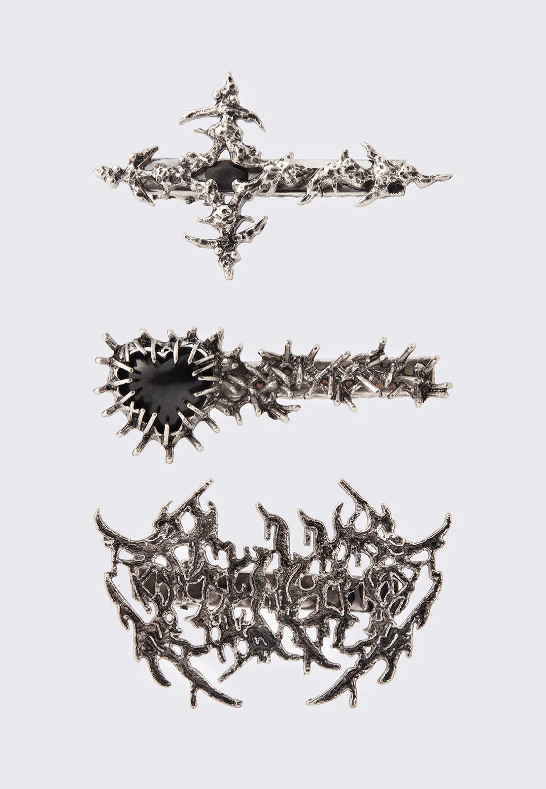 Minga London - Metal Crush Silver - Hair Clips Set | Neutral-Image