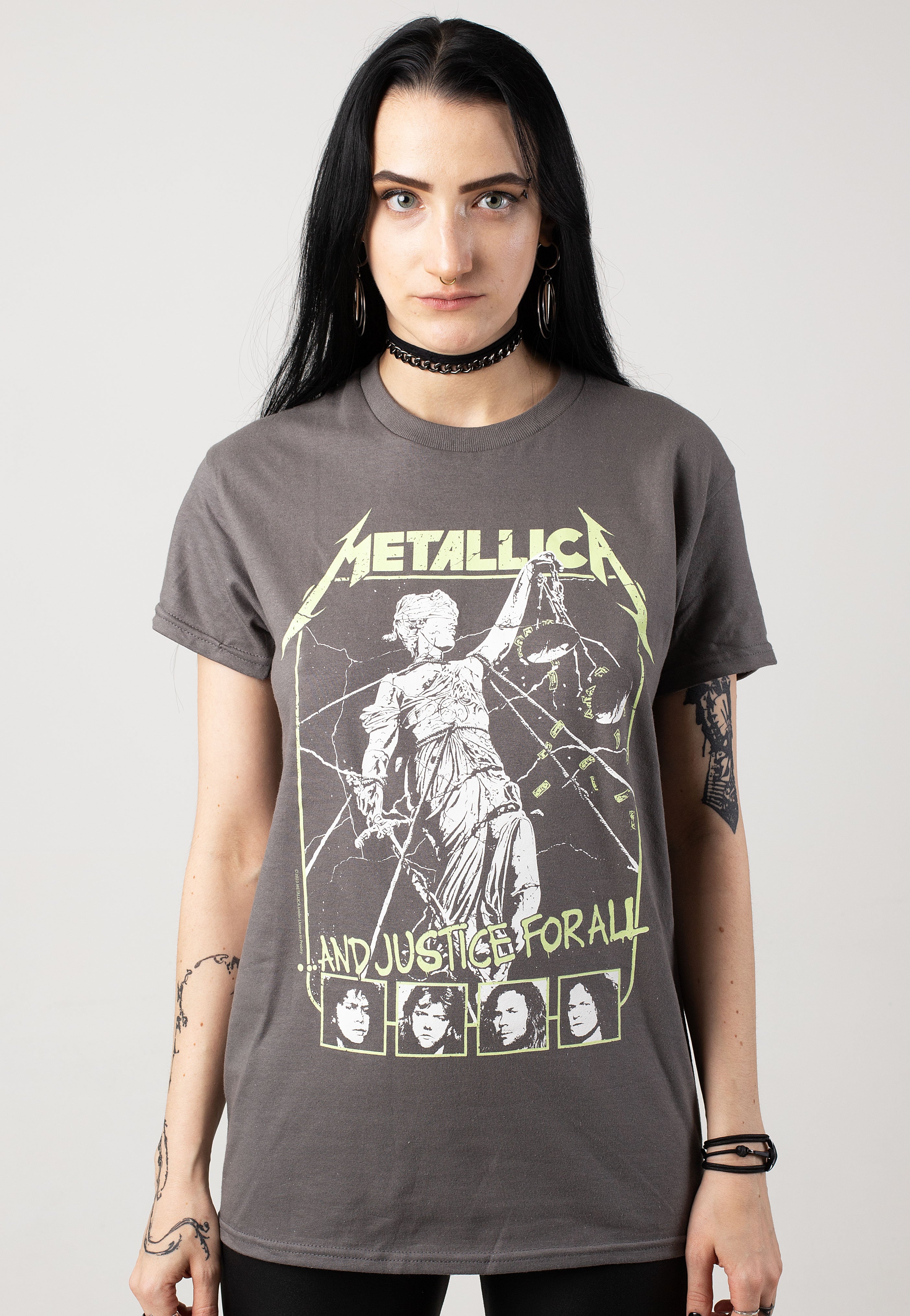Metallica Justice Faces Charcoal - T-Shirt | Impericon