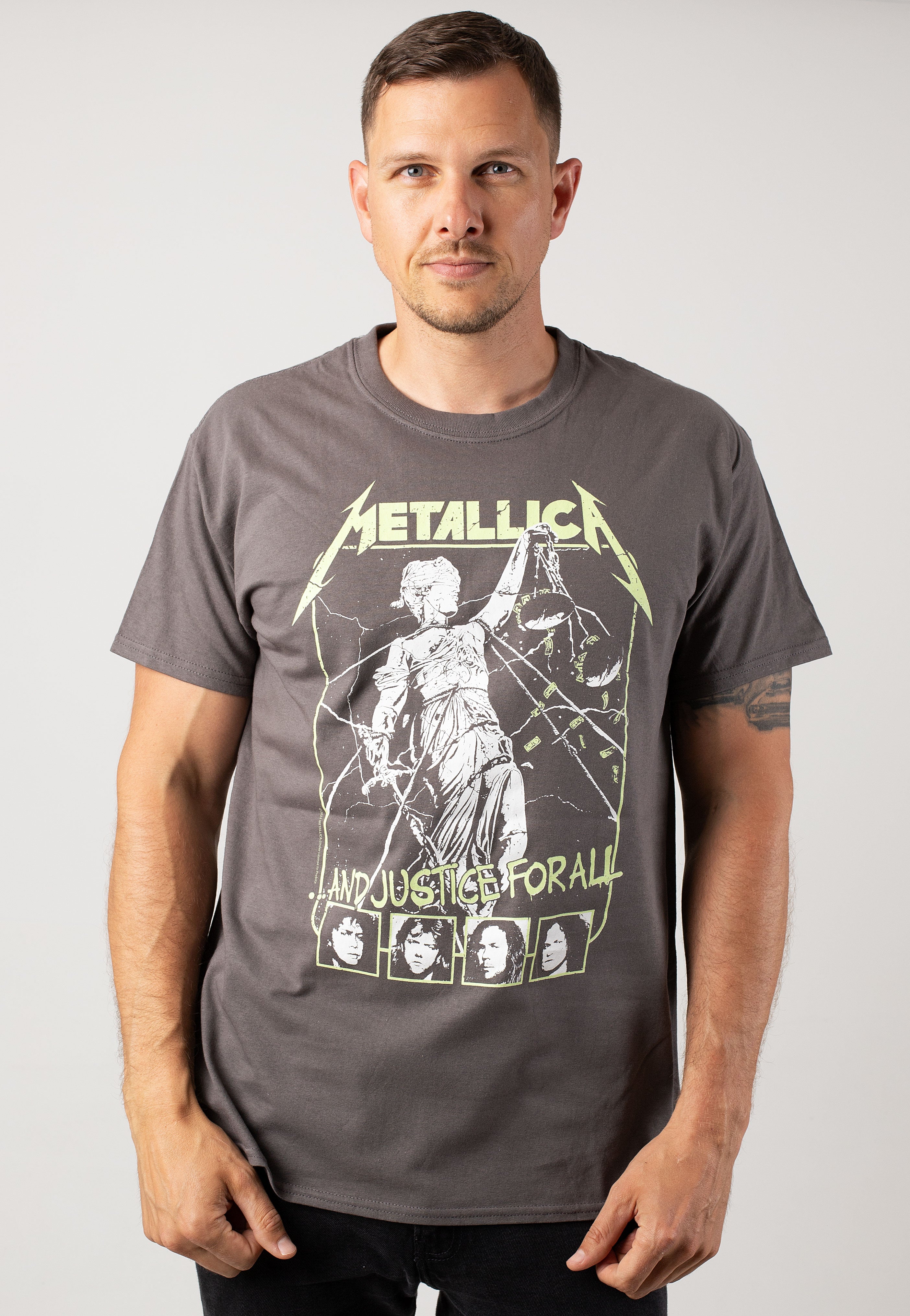 Metallica Justice Faces Charcoal - T-Shirt | Impericon