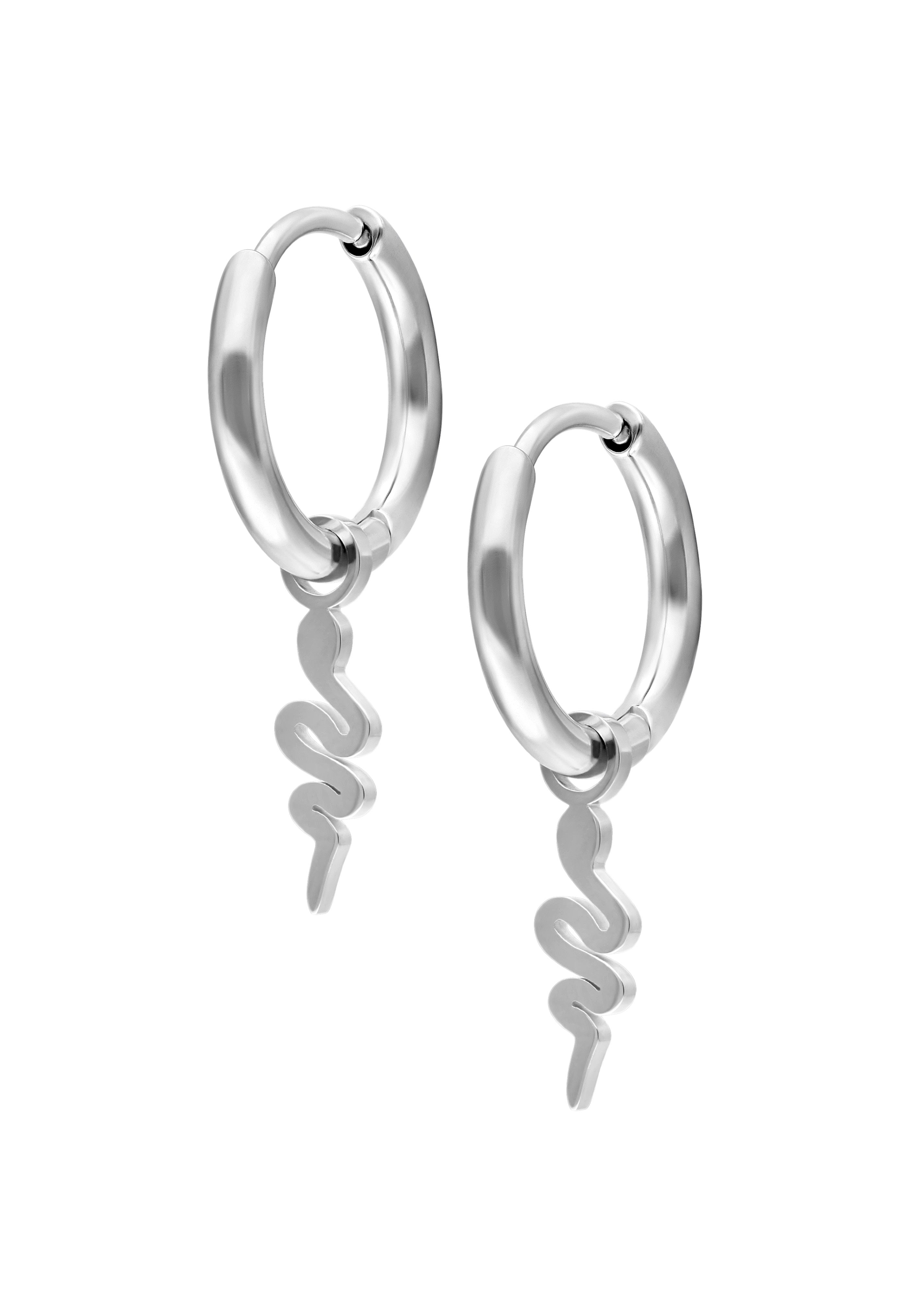 Wildcat - Mini Snake Hoops Pair Silver - Earrings | Neutral-Image