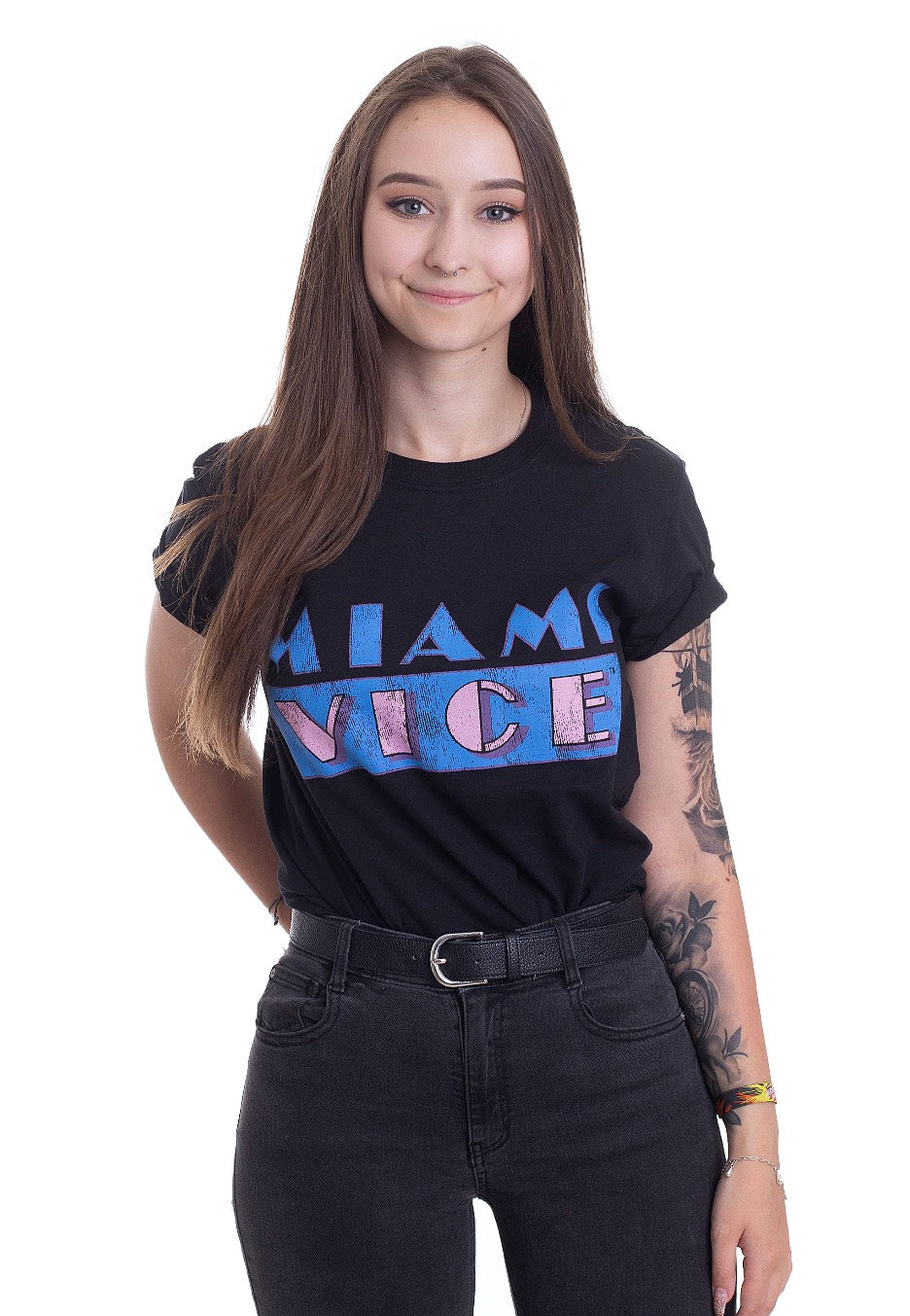 Miami Vice - Maglietta da donna, colore: Nero, Nero , S