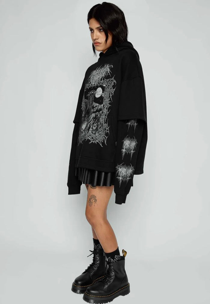 Mary Wyatt - Midnight Oversized Layered Black - Hoodie | Women-Image