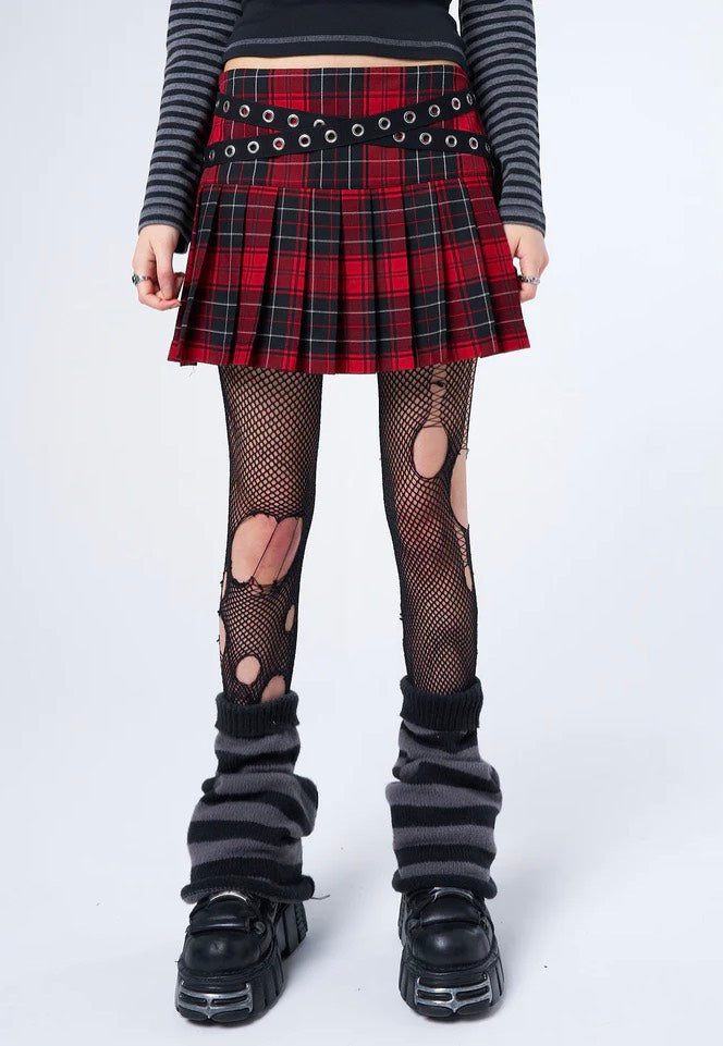 Minga London - Miley Red & Black Tartan Mini - Skirt | Women-Image