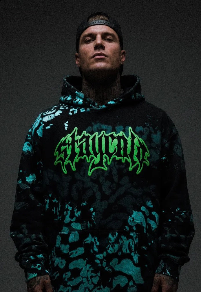 Stay Cold Apparel Night Ops (Glow In The Dark) Heavy Oversized Black Felpa con cappuccio | Men-Image