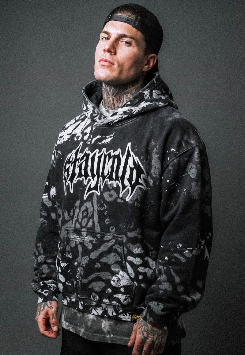 Stay Cold Apparel Night Ops (Glow In The Dark) Heavy Oversized Black Felpa con cappuccio | Men-Image
