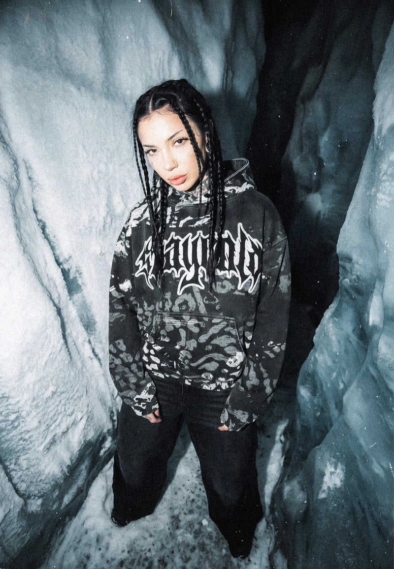 Stay Cold Apparel Night Ops (Glow In The Dark) Heavy Oversized Black Felpa con cappuccio | Men-Image