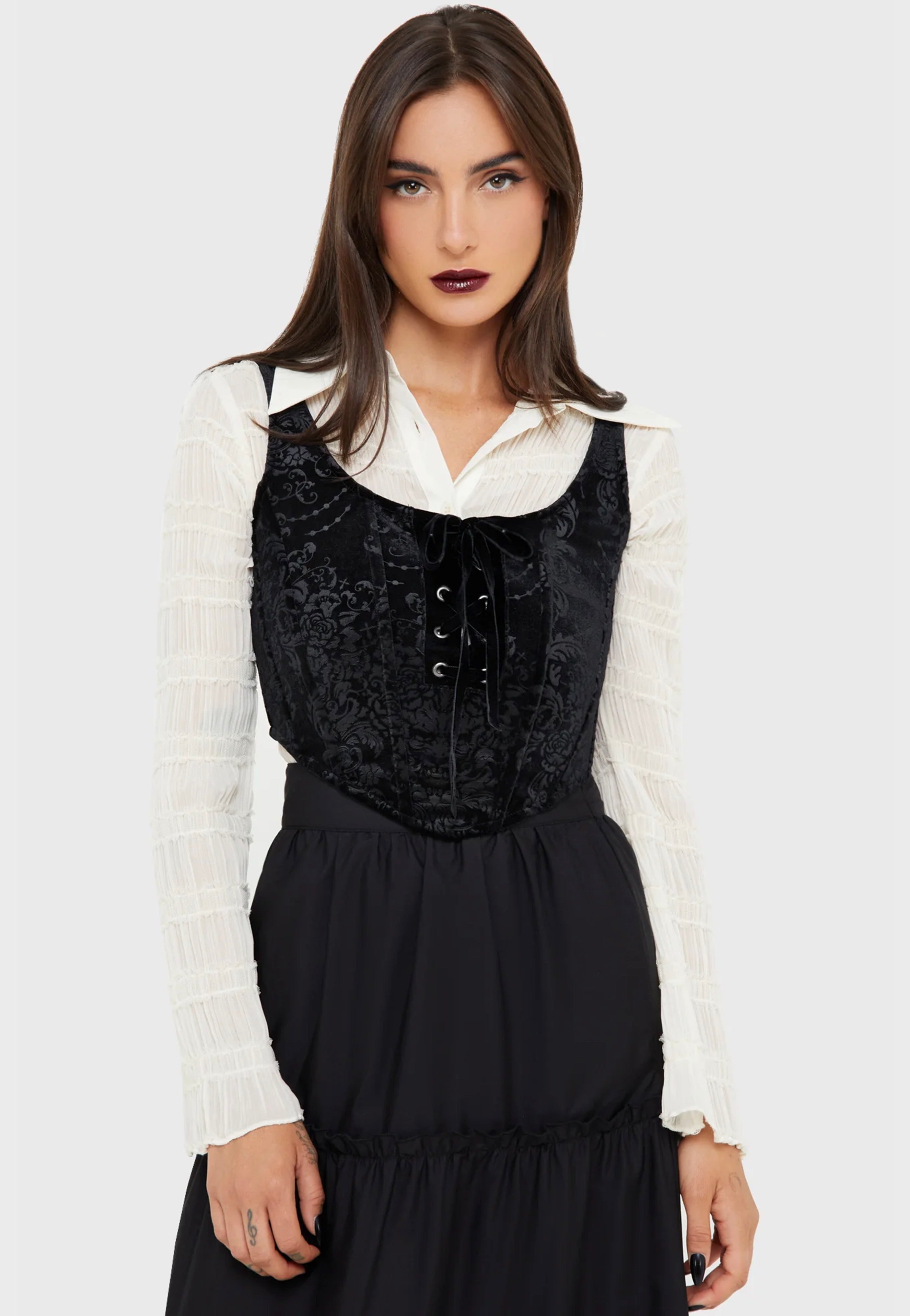 Killstar - Nightrein Black Velvet - Corset | Women-Image