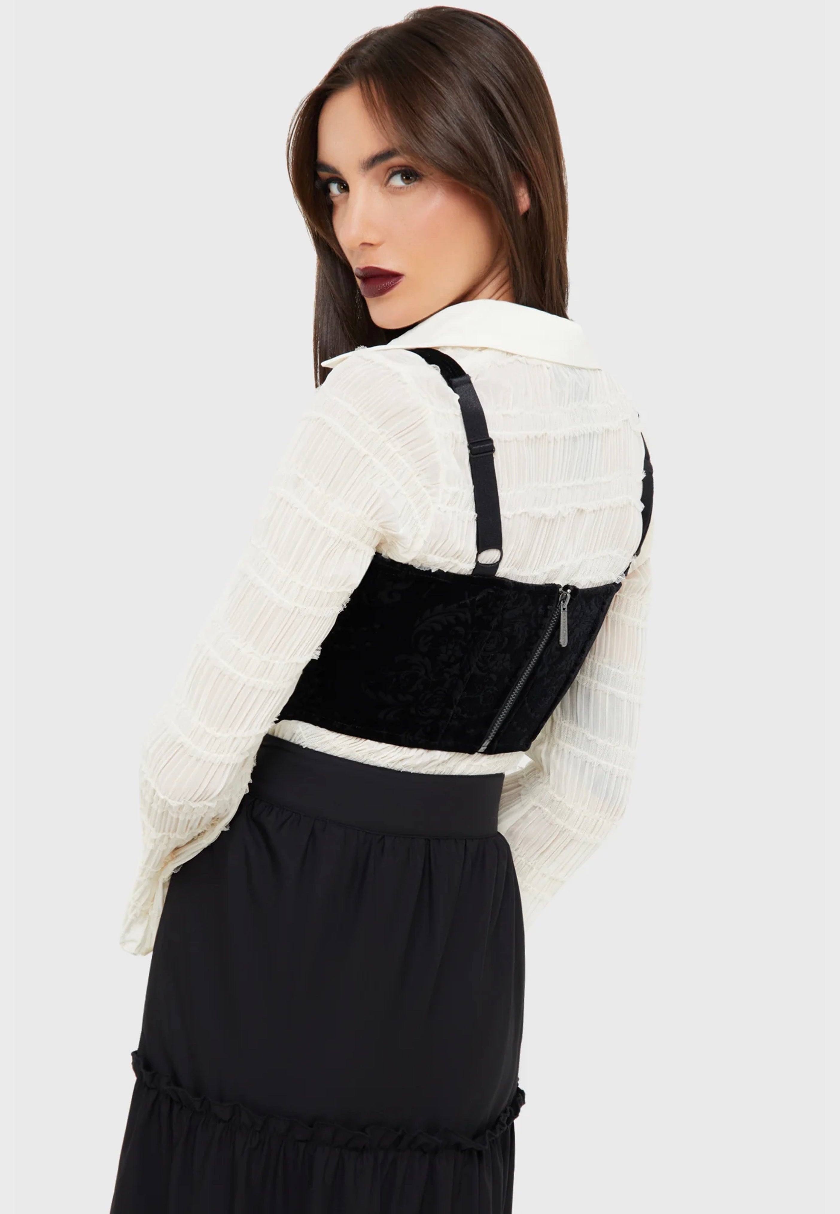 Killstar - Nightrein Black Velvet - Corset | Women-Image