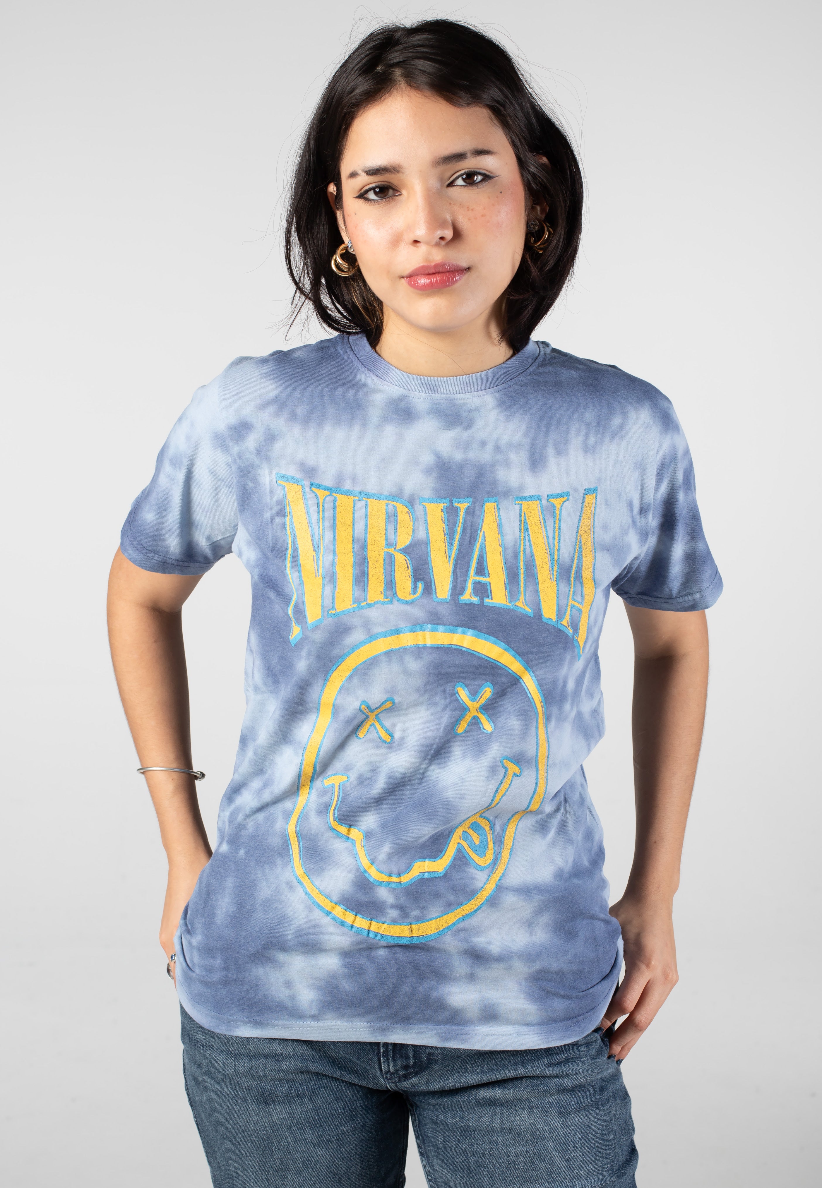 Nirvana - Happy Face Blue Stroke - T-Shirt | Women-Image