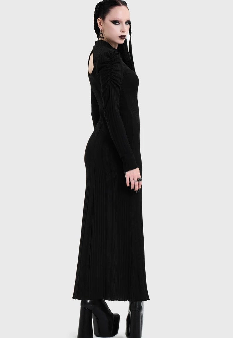 Killstar Noir Back Cut Out Maxi Black Šaty | Women-Image