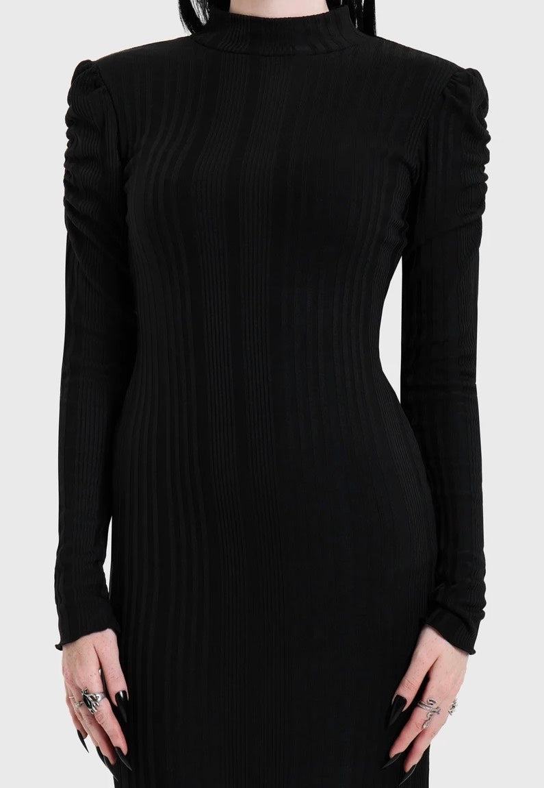 Killstar Noir Back Cut Out Maxi Black Šaty | Women-Image