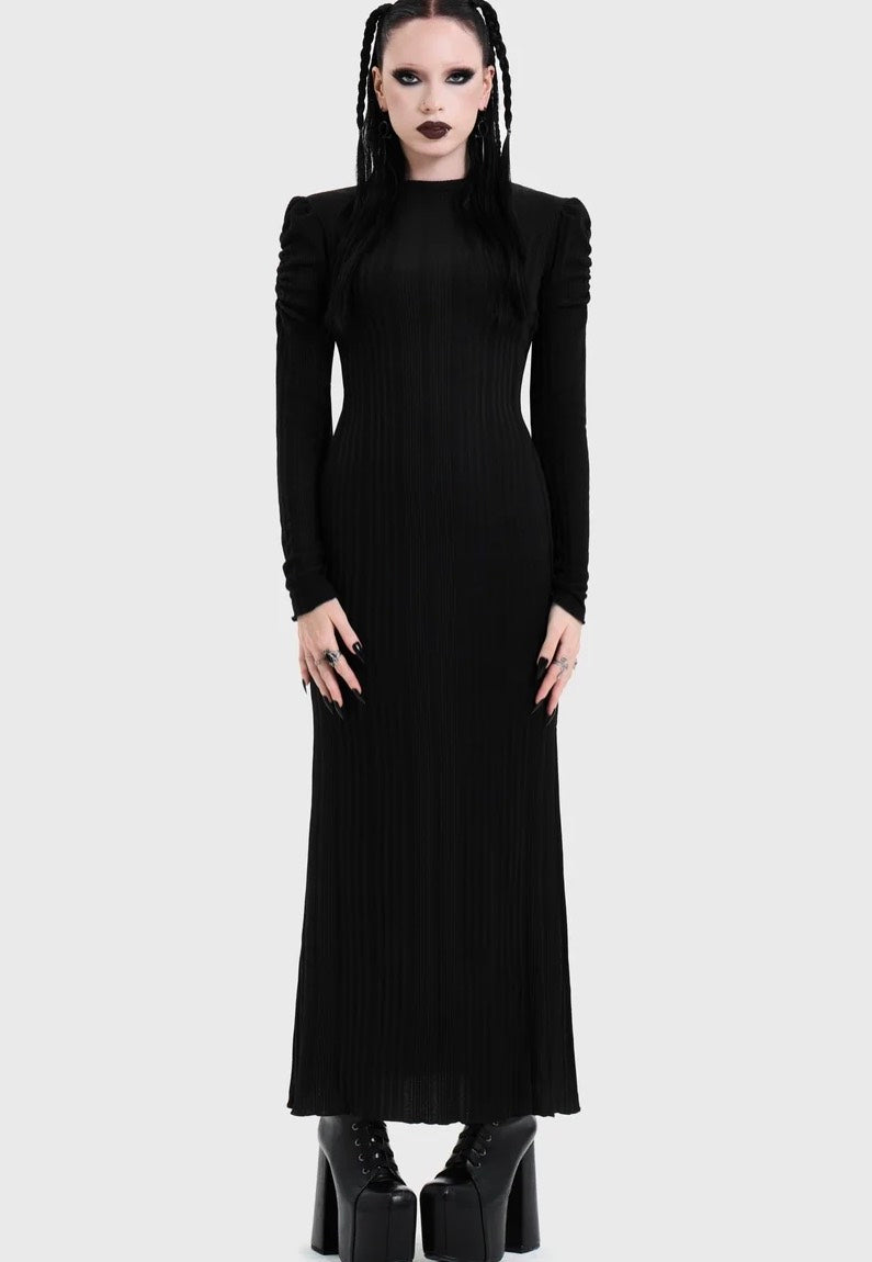 Killstar Noir Back Cut Out Maxi Black Šaty | Women-Image
