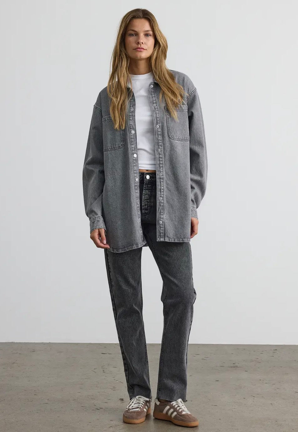 Noisy May - Alva L/S Medium Grey Denim - Shirt | Women-Image