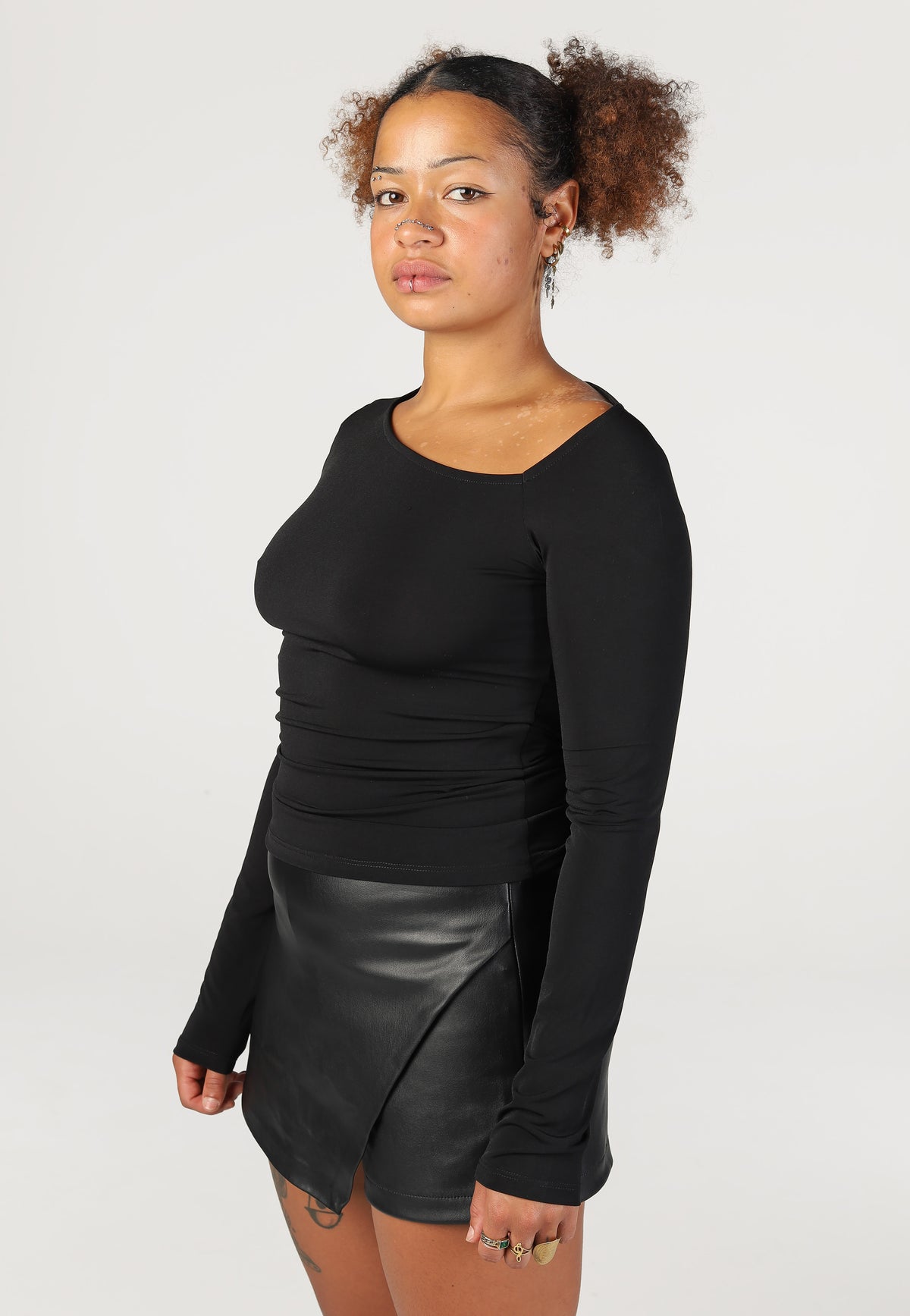Noisy May Bella Tulla Asym Neck Black Top | Women-Image