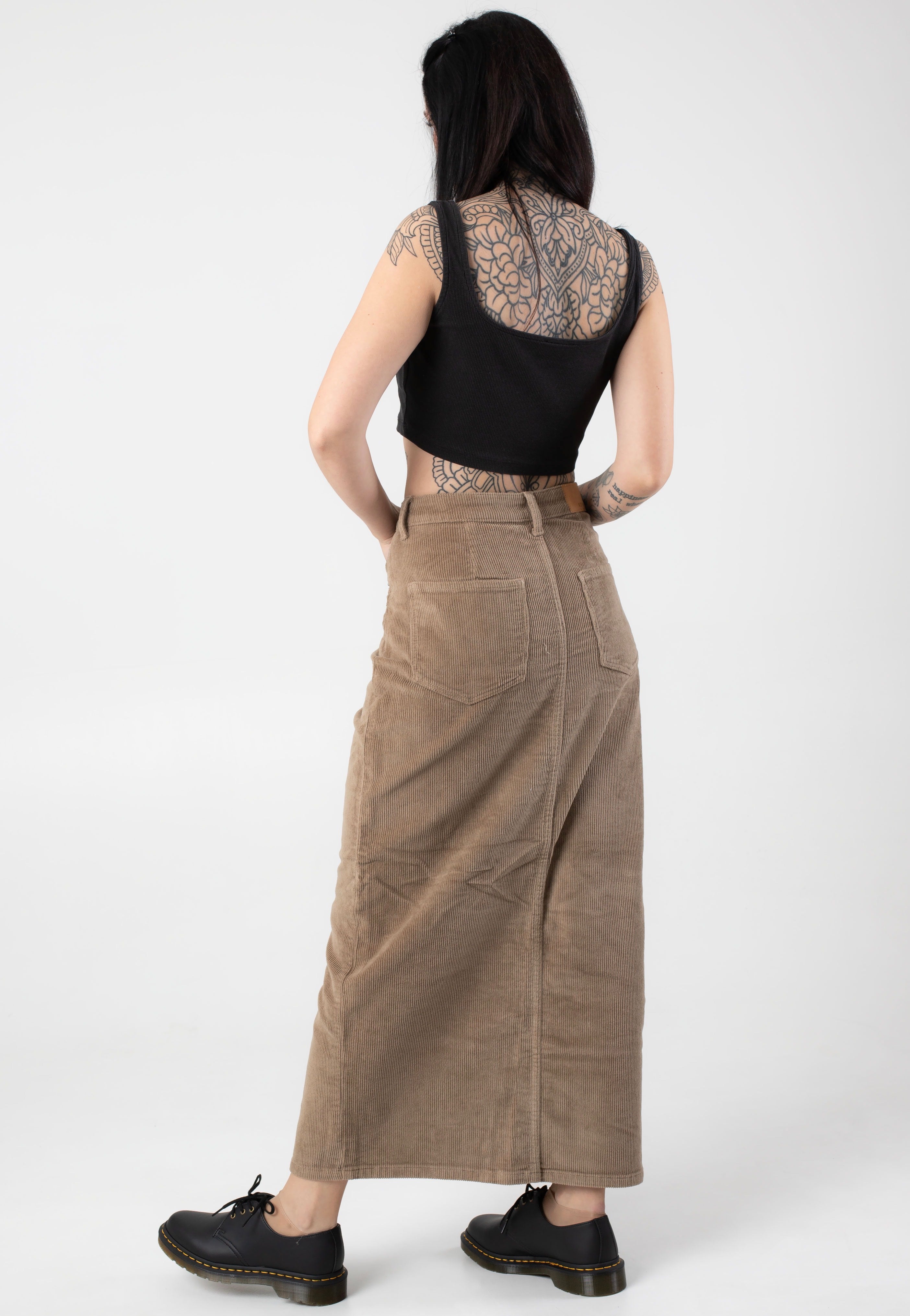 Noisy May - Cord Kath Slit Long Silver Mink - Skirt | Women-Image