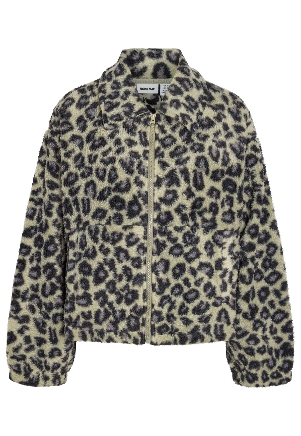 Noisy May Cozy Mila Charcoal Gray Black Leo Jacket | Women-Image
