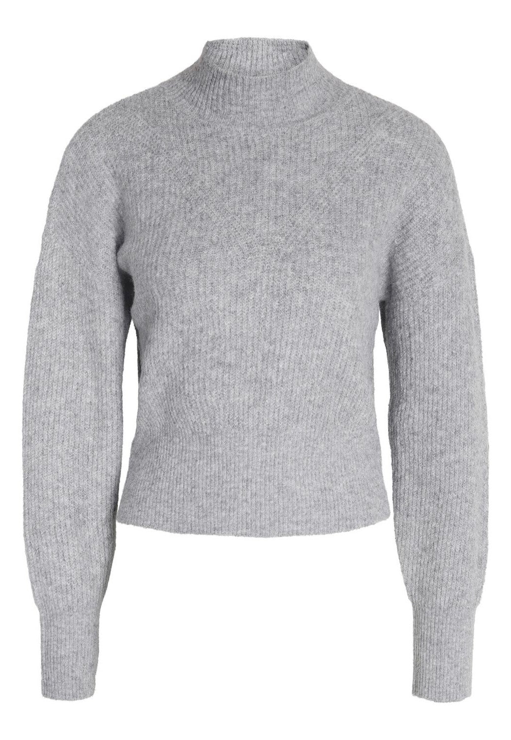 Noisy May - EllaHigh Neck Crop Medium Grey Melange - Pullover | Women-Image
