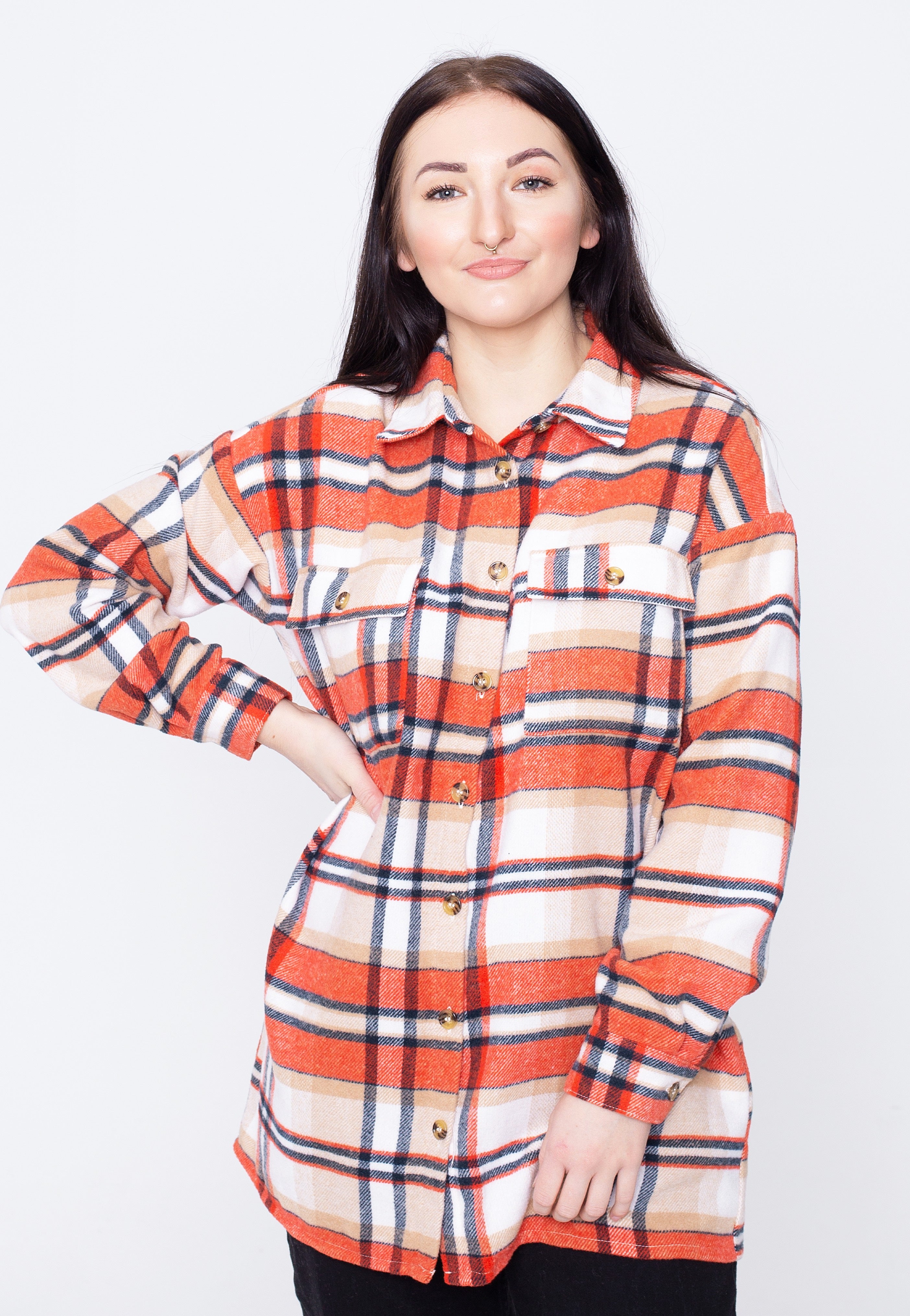 Noisy May - Flanny Long Shacket Hazelnut - Shirt | Women-Image