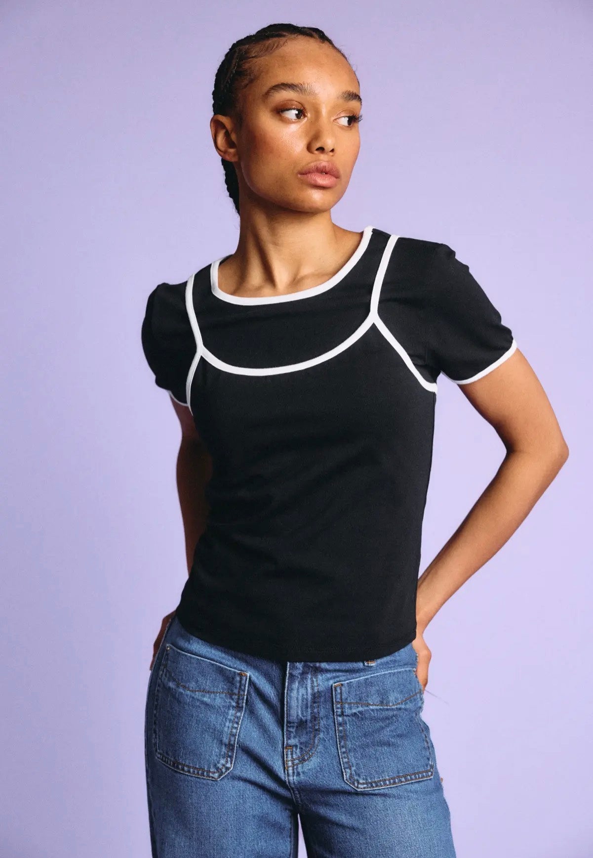 Noisy May - Kerry Double Layer Black/White - Top | Women-Image