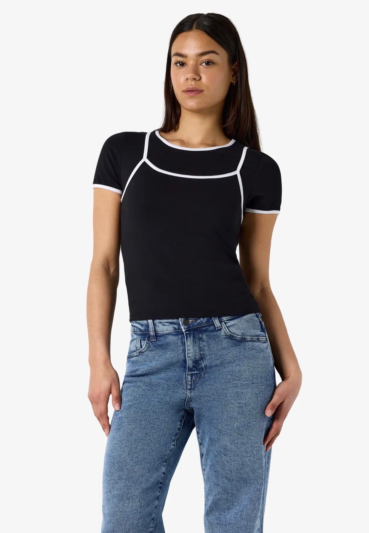 Noisy May - Kerry Double Layer Black/White - Top | Women-Image