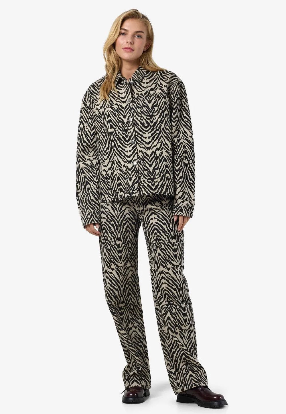 Noisy May - Marley Zebra Print Ecru - Jeans Jacket | Women-Image