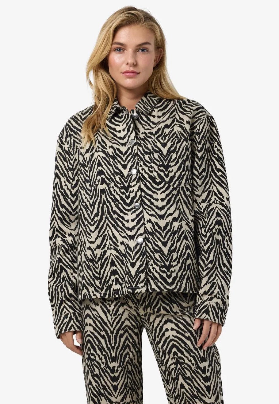 Noisy May - Marley Zebra Print Ecru - Jeans Jacket | Women-Image