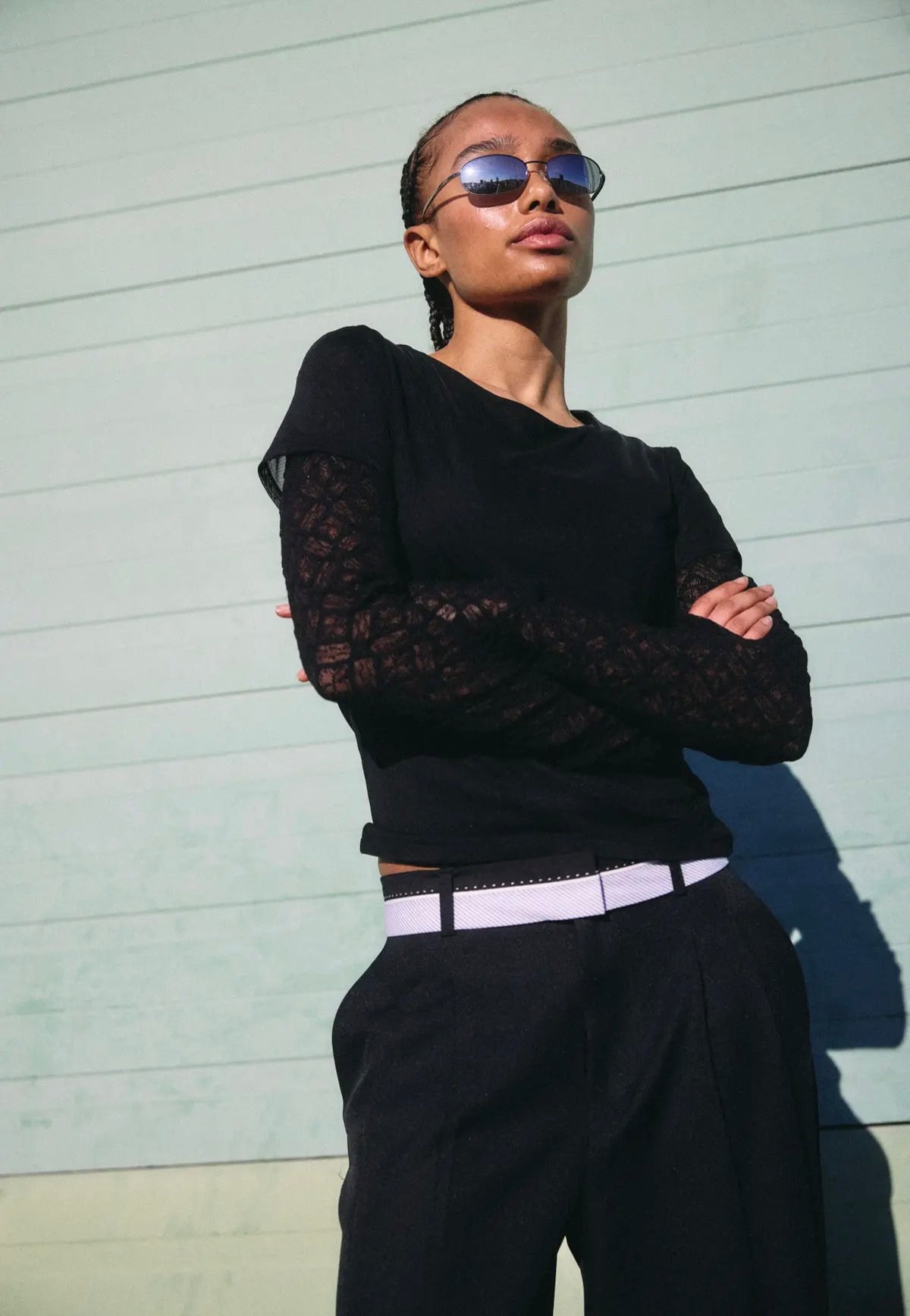 Noisy May Mercy Double Layer Black Lace Top | Women-Image