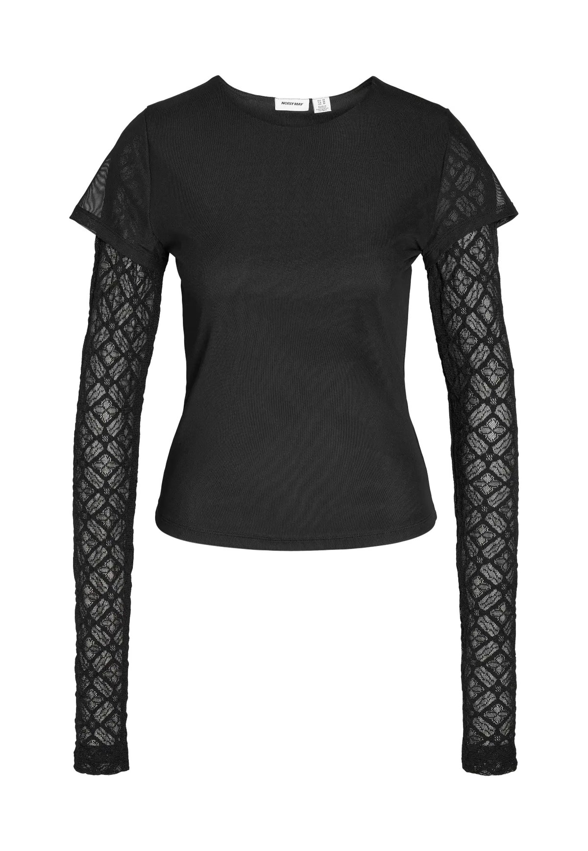 Noisy May Mercy Double Layer Black Lace Top | Women-Image