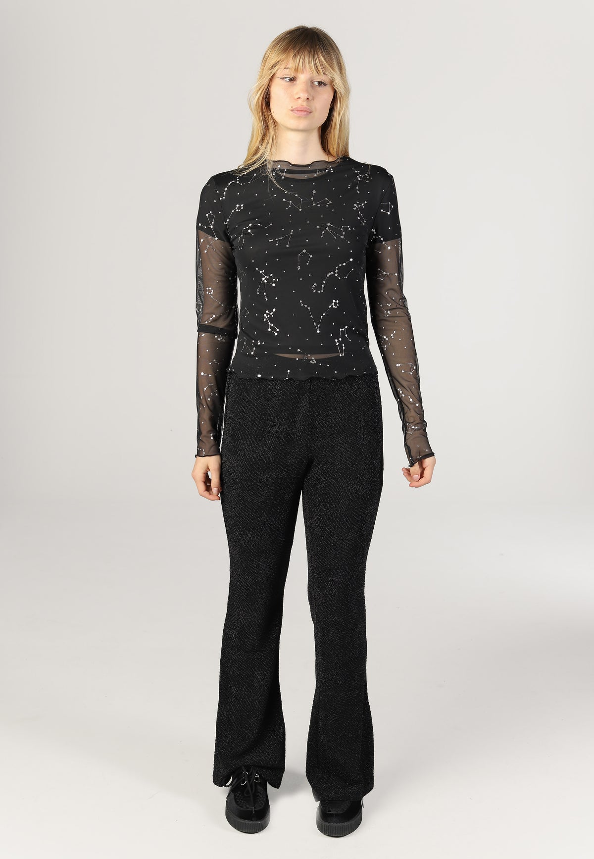 Noisy May Star Foil High Neck Mesh Black Zodiac Oberteil | Women-Image