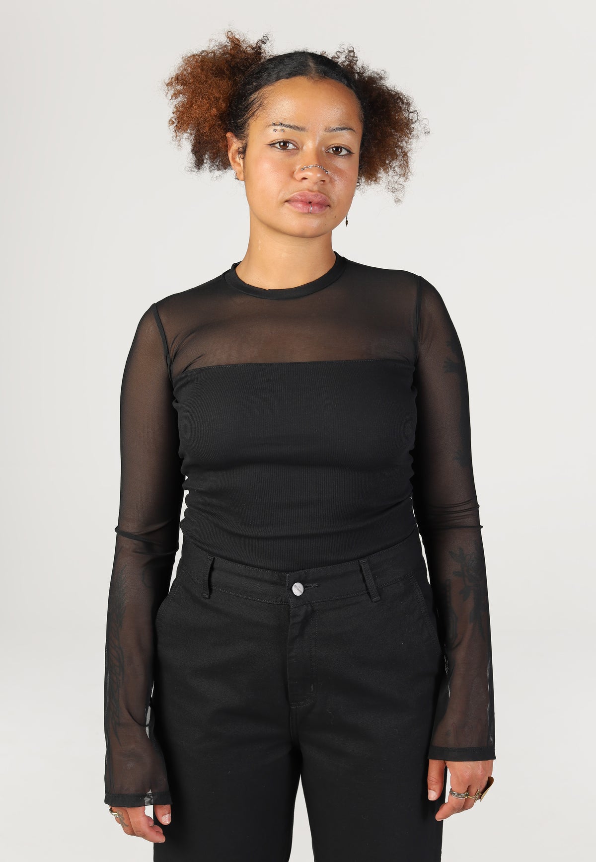 Noisy May Stine Maya Mesh Rib Black Top | Women-Image