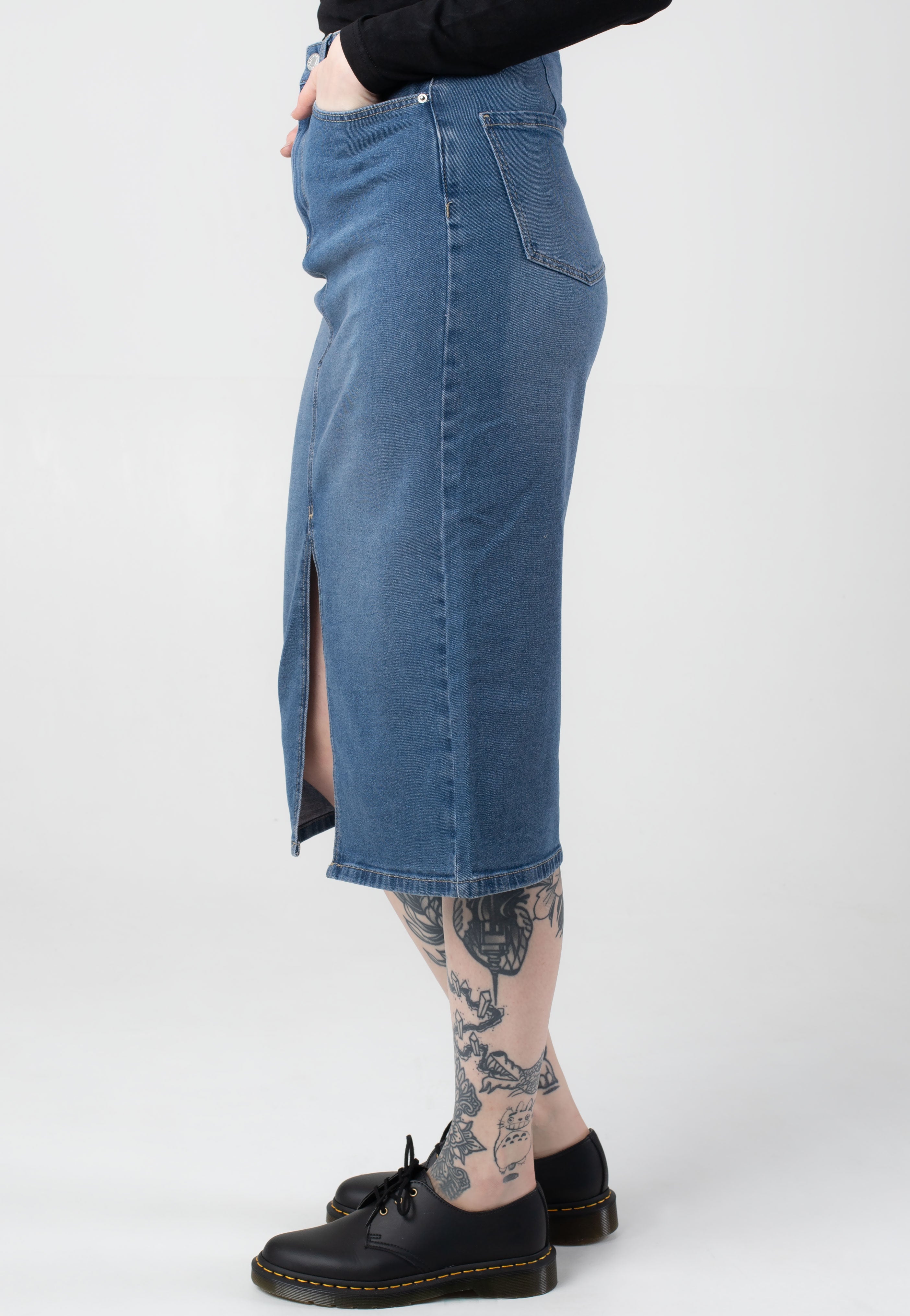 Noisy May - Kath Slit Midi Medium Blue Denim - Skirt | Women-Image
